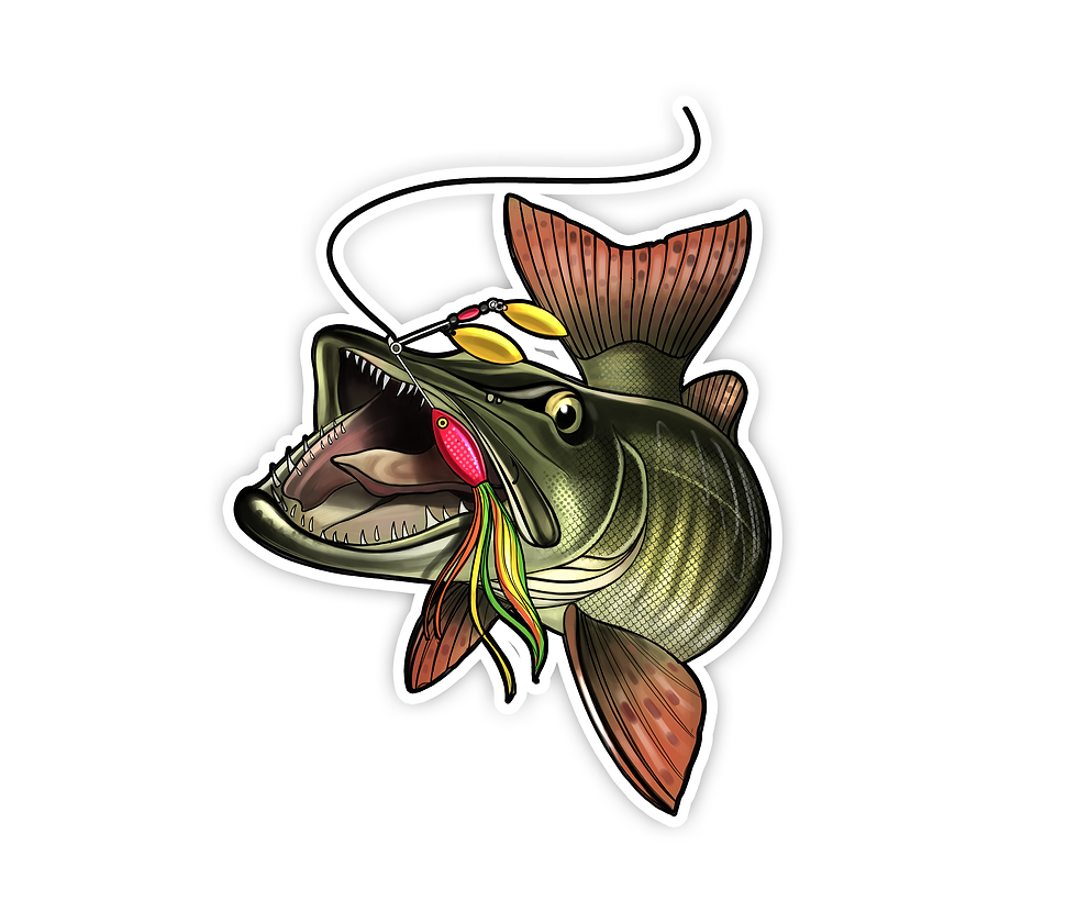 Thumbnail: Musky On Lure - Waterproof Sticker