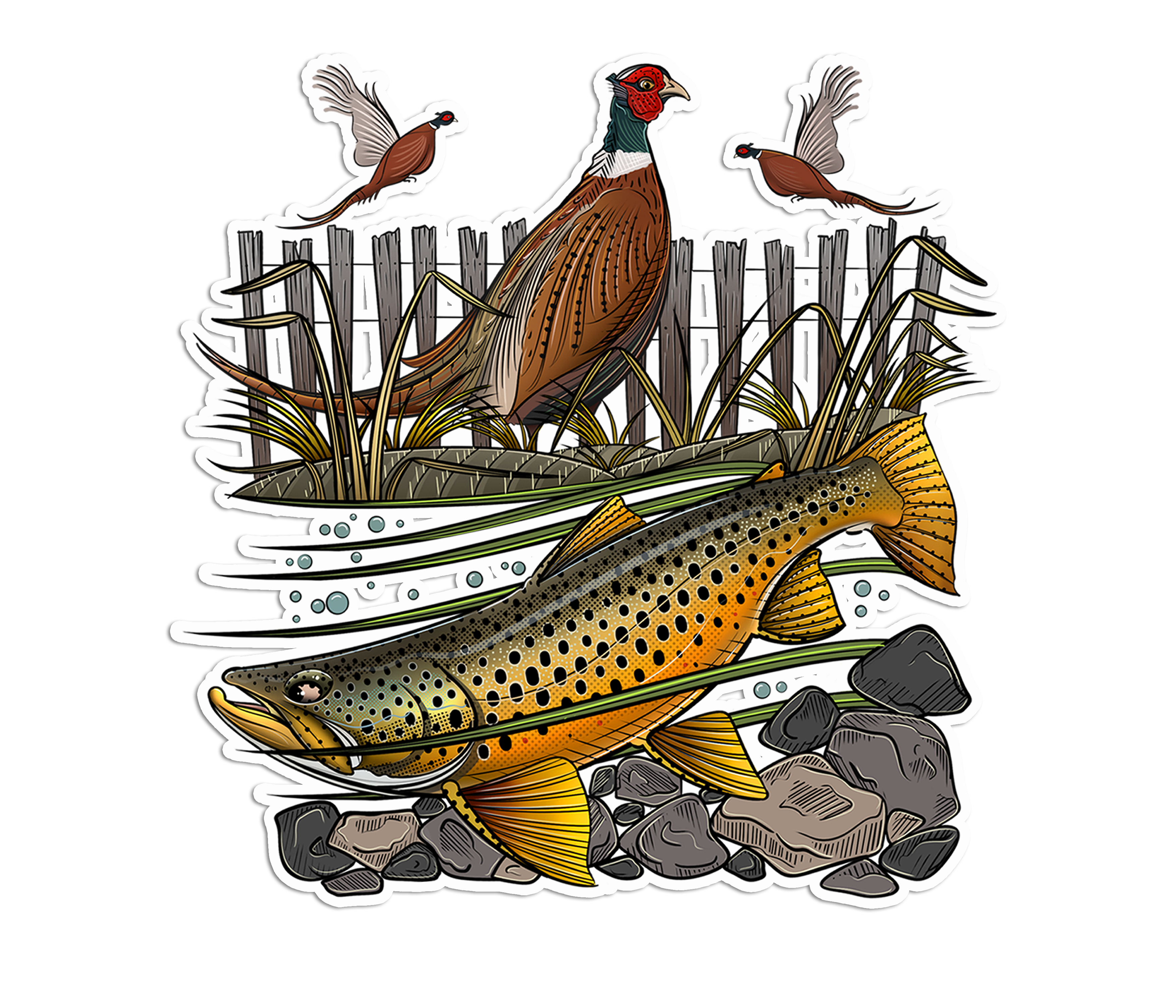 Pheasant & Brown - Waterproof Sticker