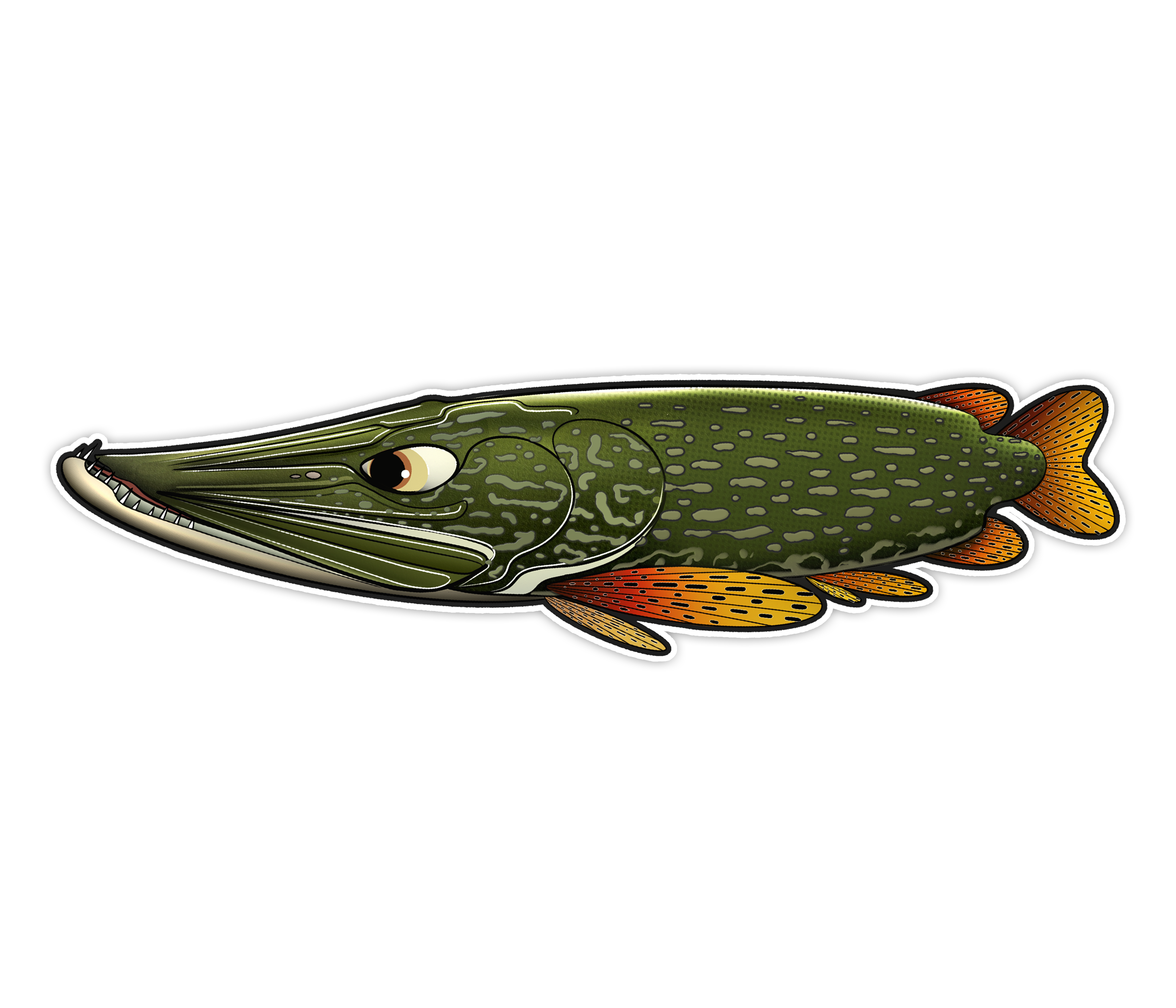 Northern pike Stylized - Waterproof Sticker
