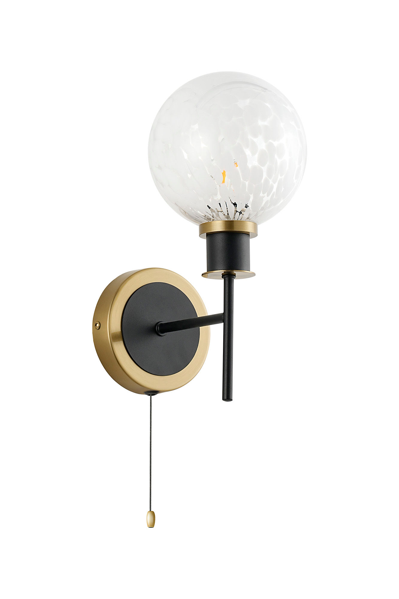 Cairo 1 Light Satin Brass/Black IP Rated Wall Light