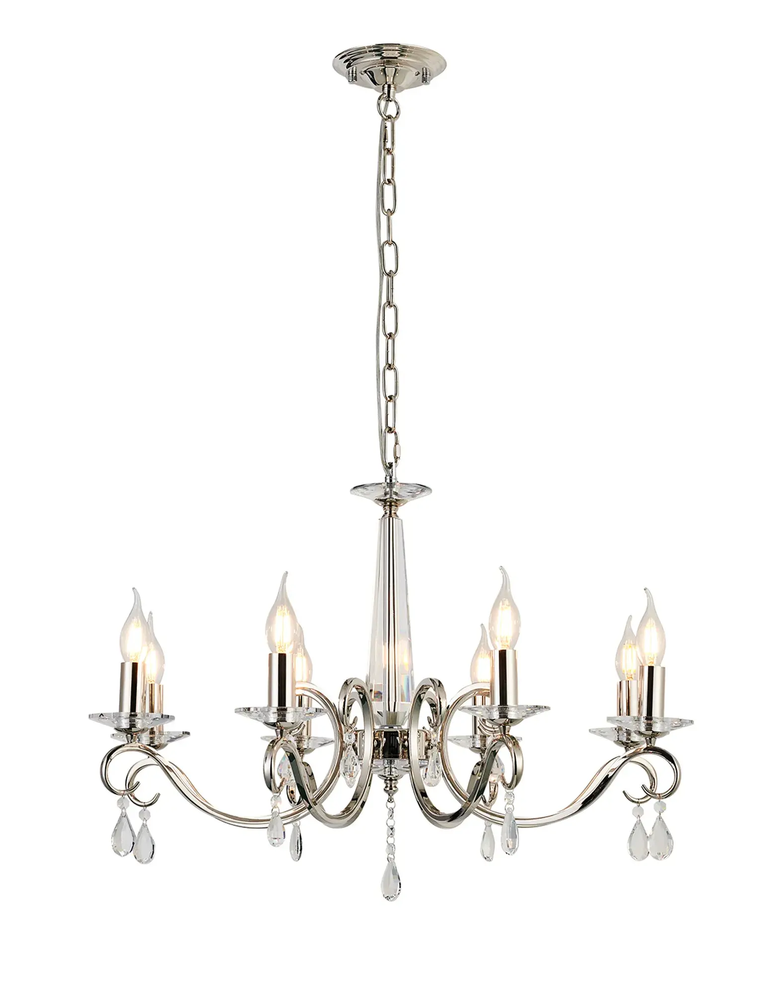 Grace 8 Light Polished Nickel Multi-Arm Pendant Light