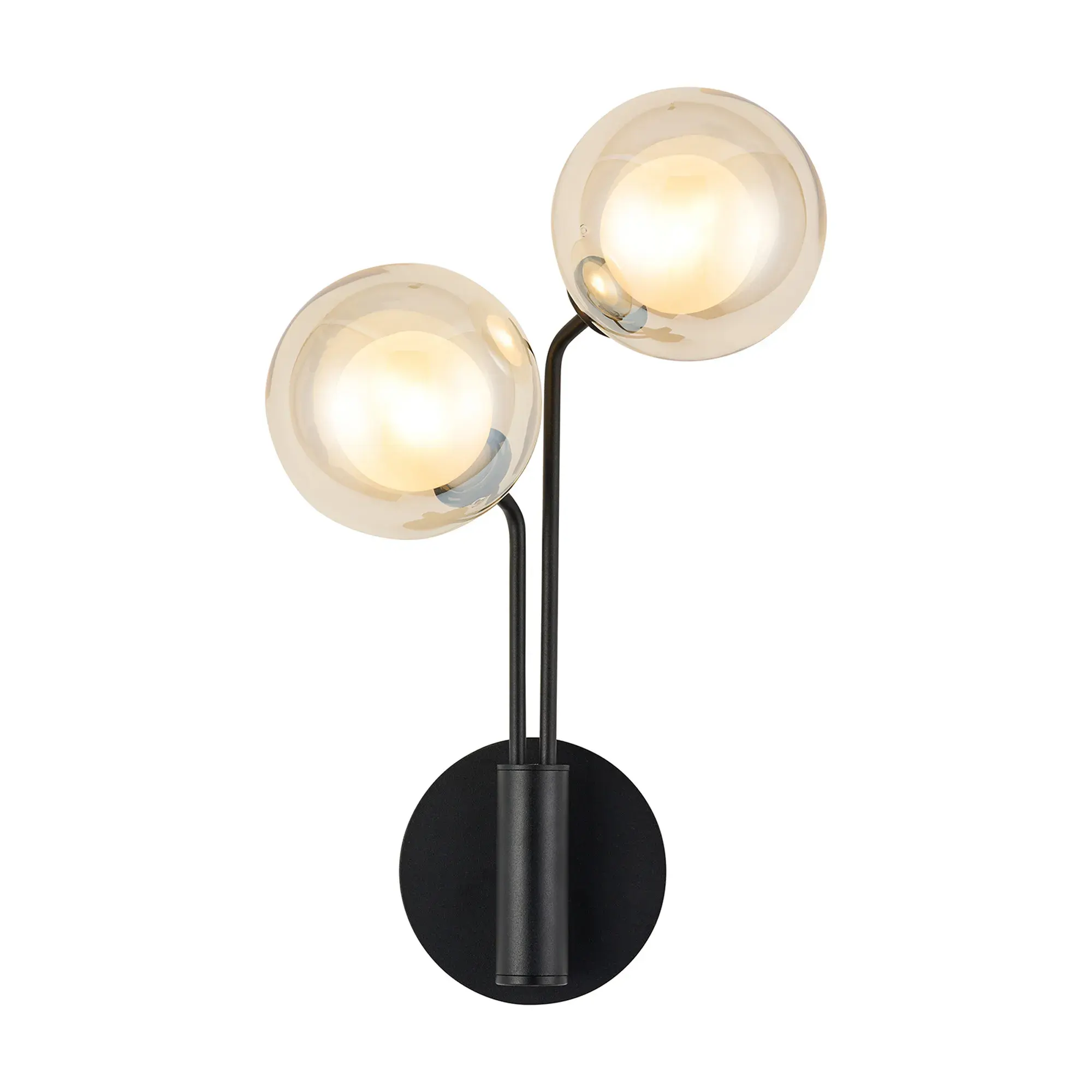 John 2 Light Satin Black Wall Light