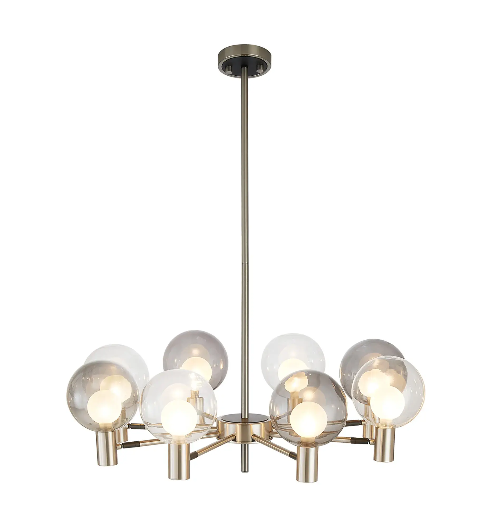 Anton 8 Light Satin Nickel Mulit-Arm Pendant Light