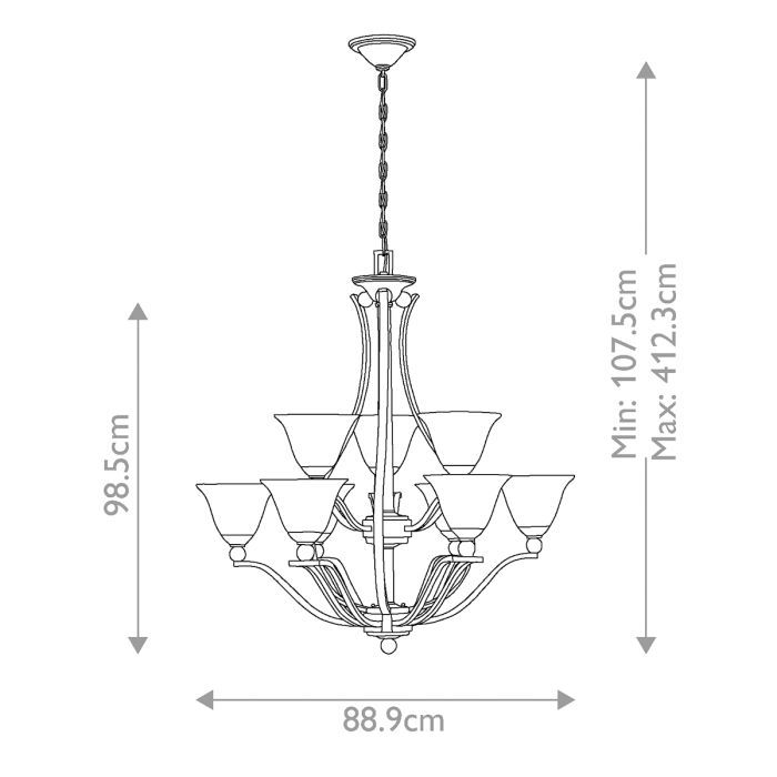 Thumbnail: Elstead Hinkley Bolla Brushed Nickel 9 Light Chandelier