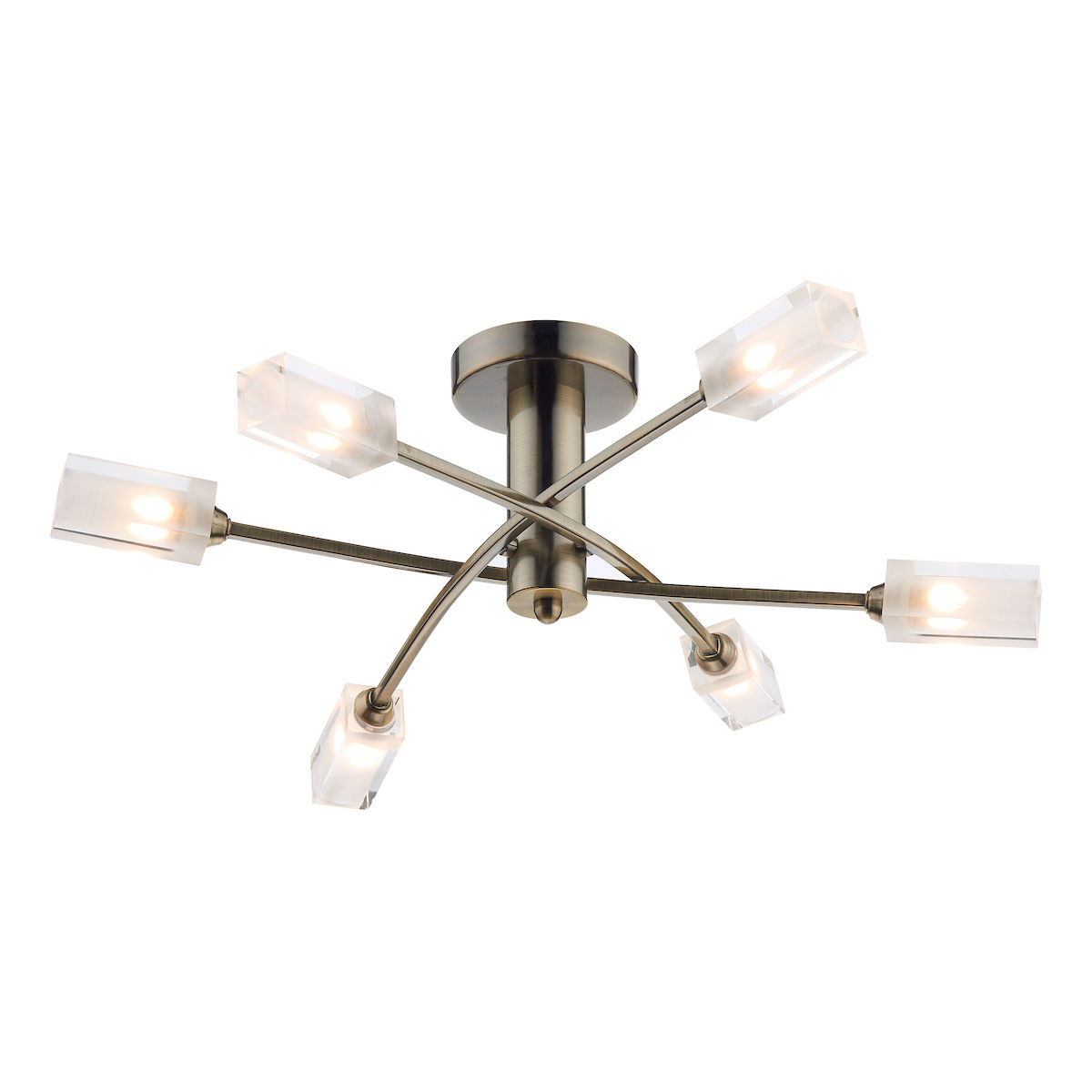 Roman 6 Light Antique Brass Semi-Flush Ceiling Light