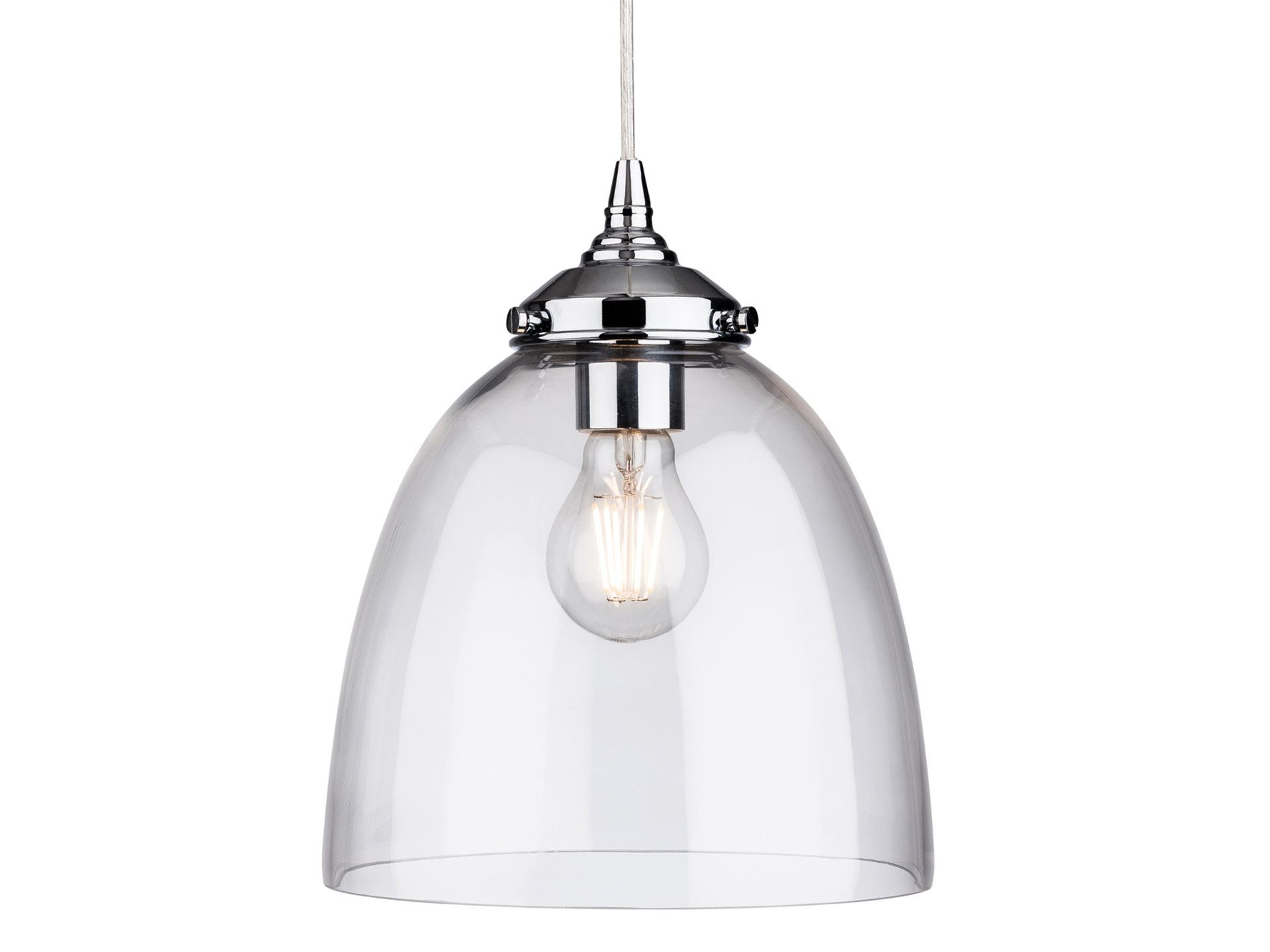 FirstLight Seville 1 Light Polished Chrome Dome Shape Glear Glass Single Pendant
