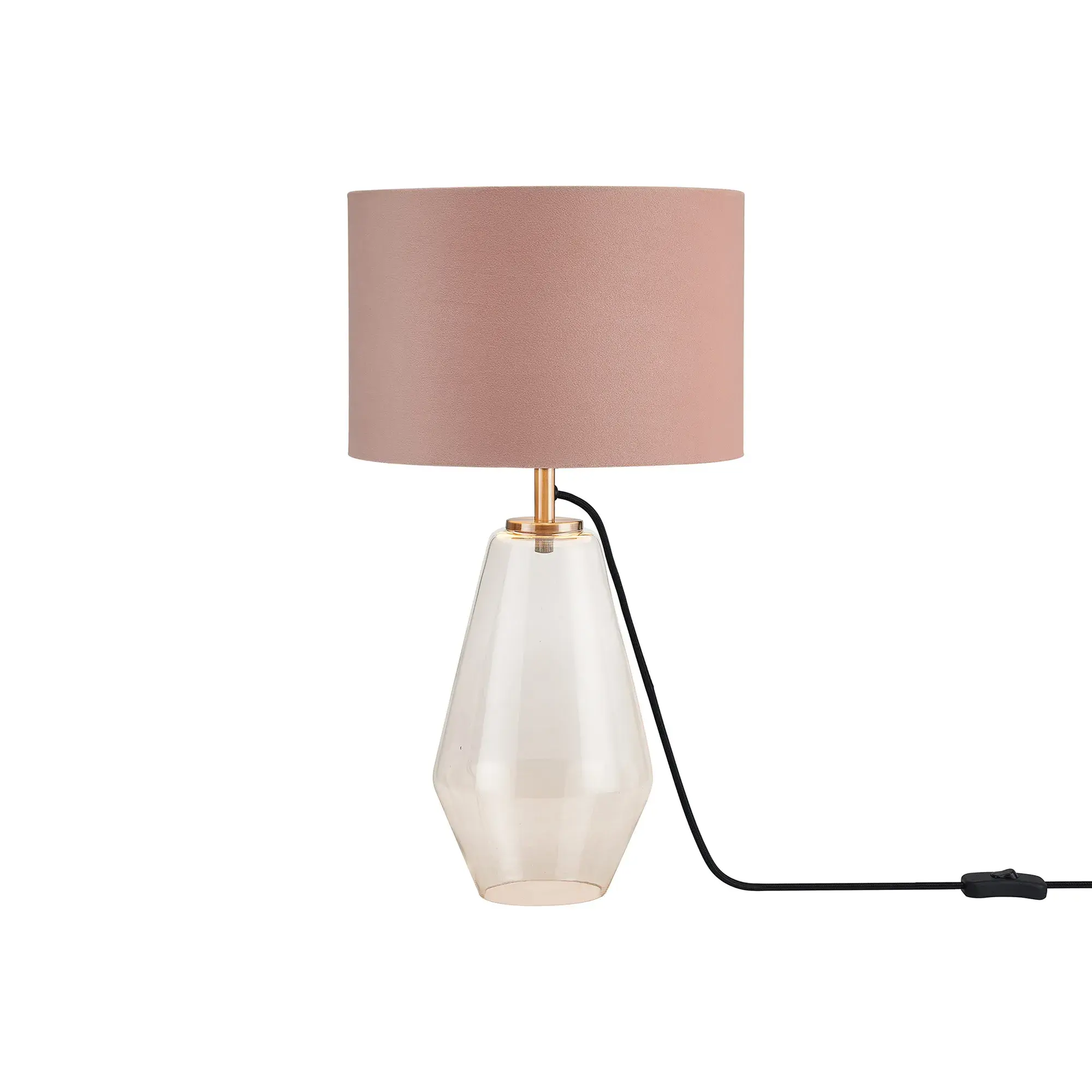 Giovanni 1 Light Glass Table Lamp C/W Blush Pink Shade