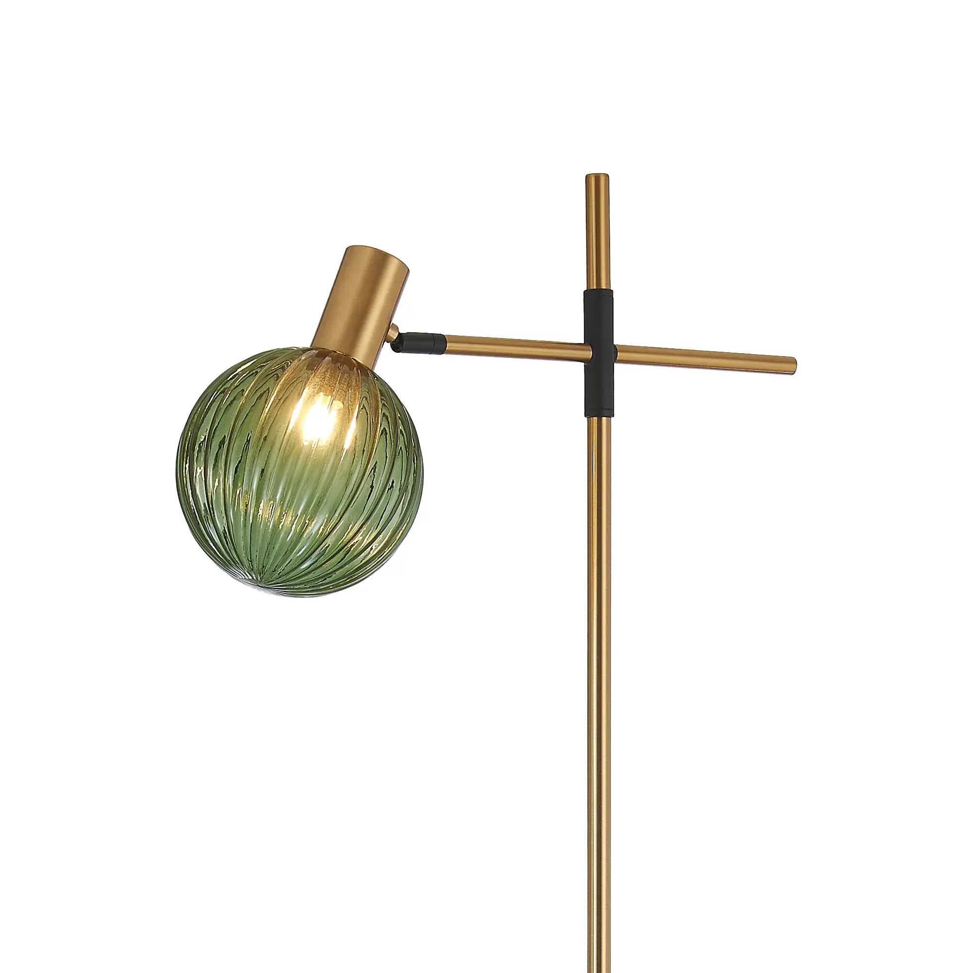 Anton 1 Light Satin Brass & Green Glass Floor Lamp
