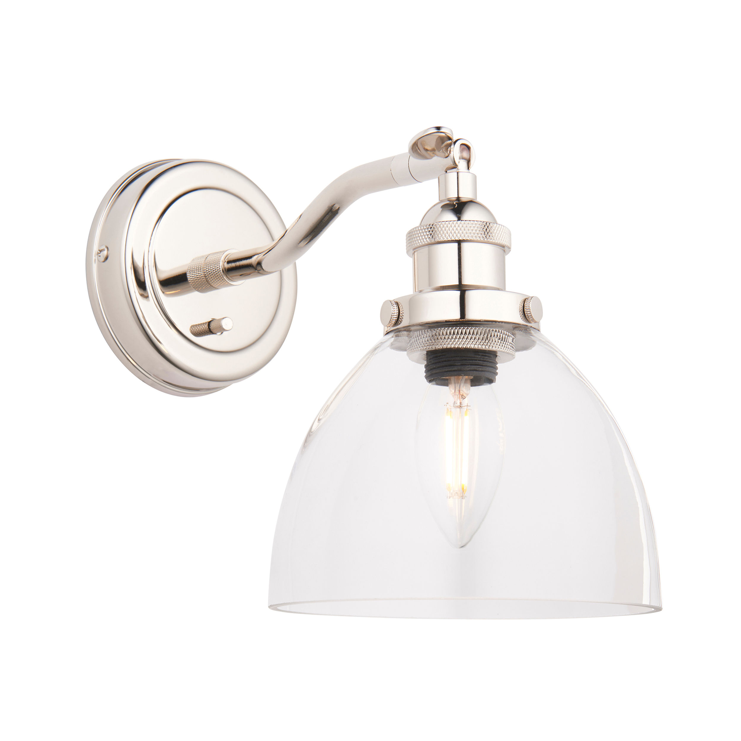 Wren 1 Light Bright Nickel Single Wall Light
