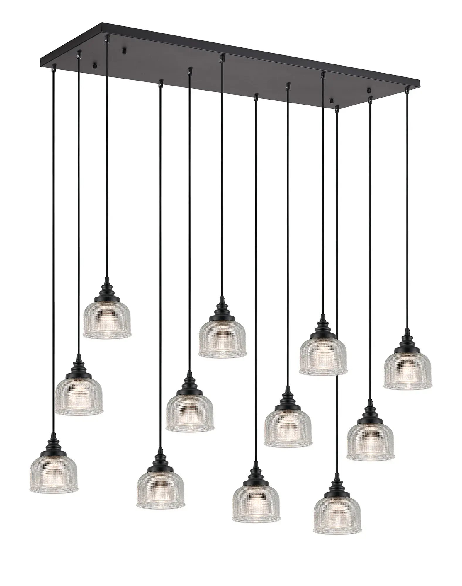 Shelby 12 Light Satin Black Rectangle Bar Pendant