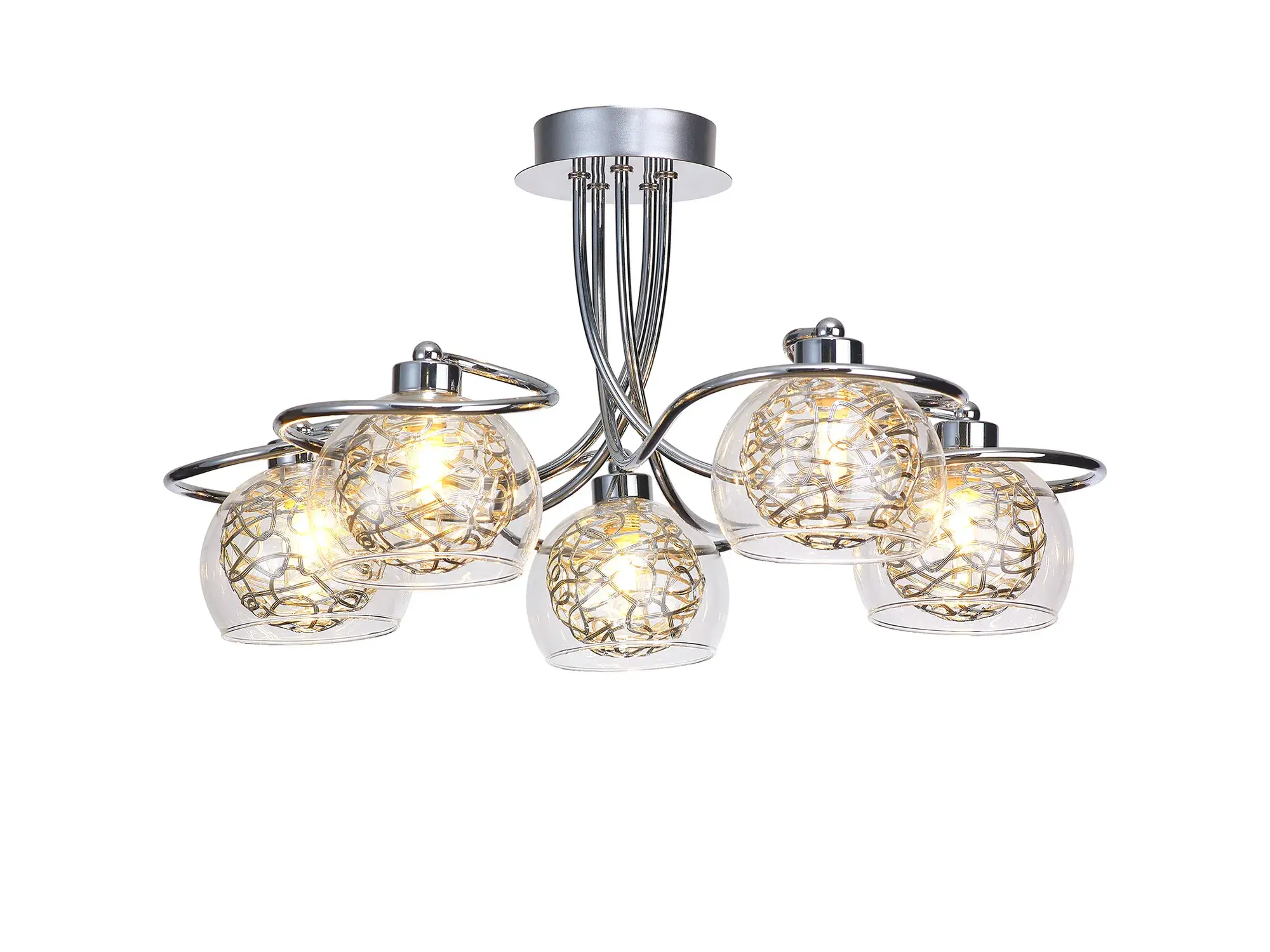 Peyton 5 Light Polished Chome Semi-Flush Ceiling Light