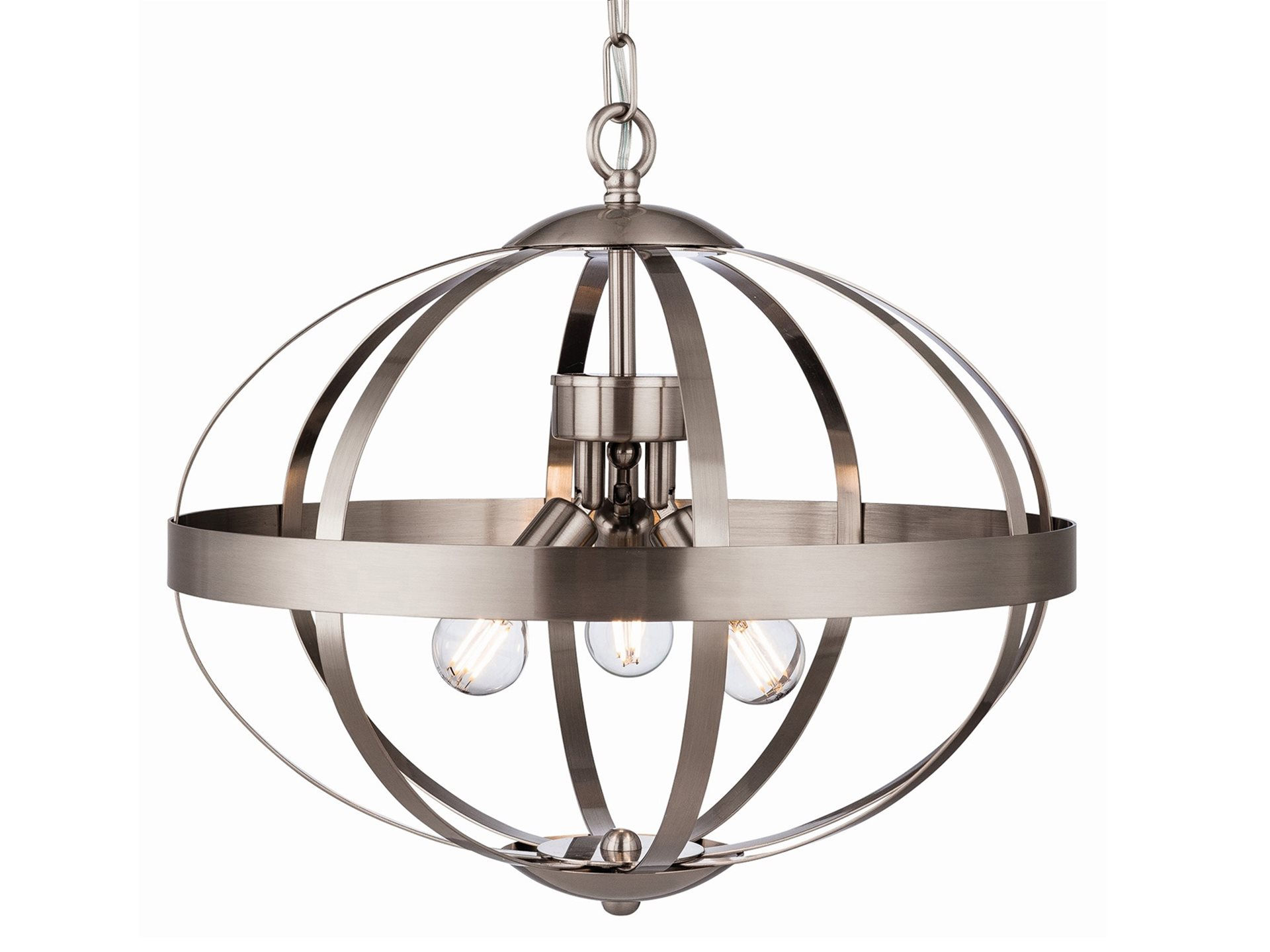 FirstLight Healey 3 Light Brushed Steel Oval Pendant Light