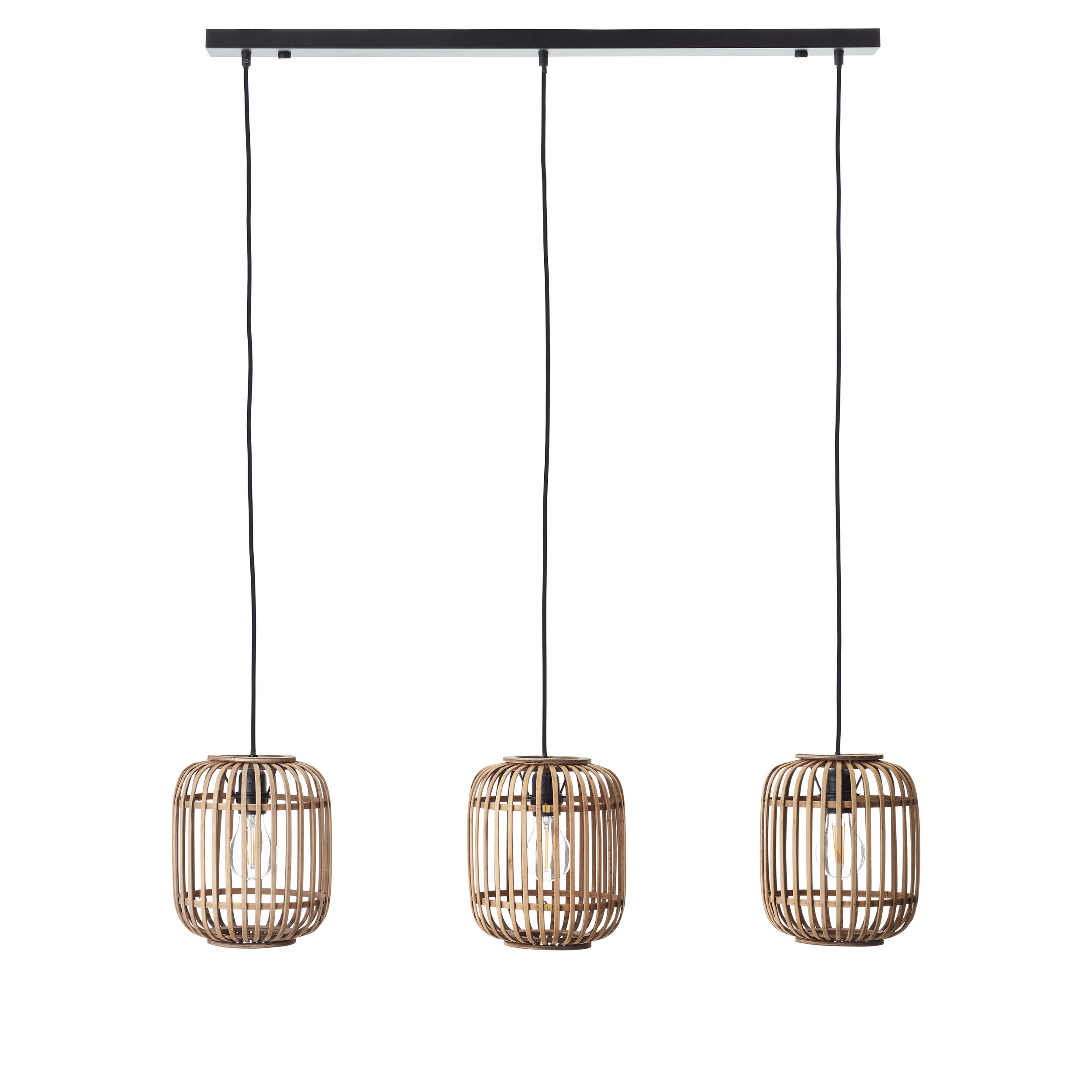 Mya 3 Light Natural Bamboo Bar Pendant
