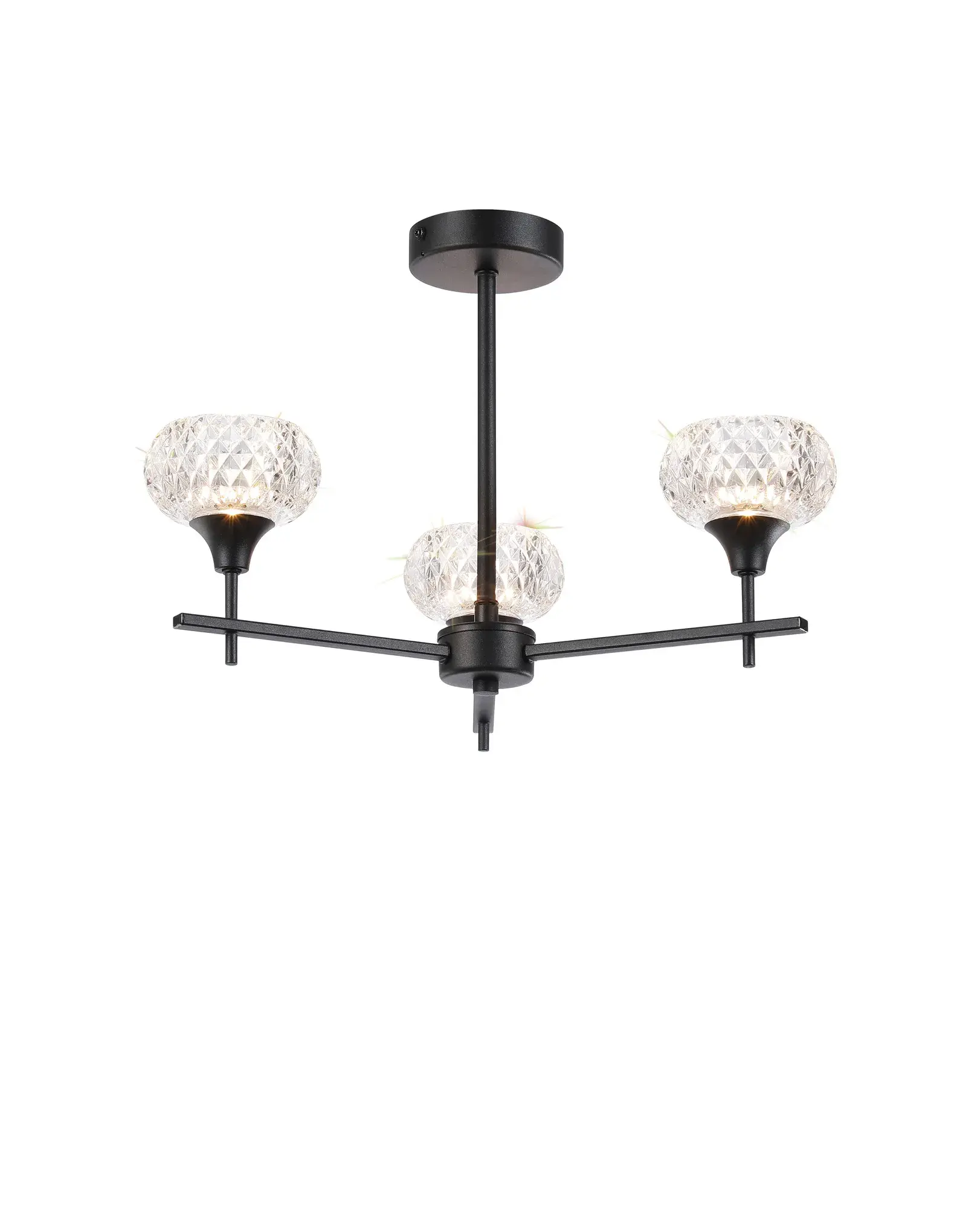 Lorraine 3 Light Satin Black Semi-Flush Ceiling Light