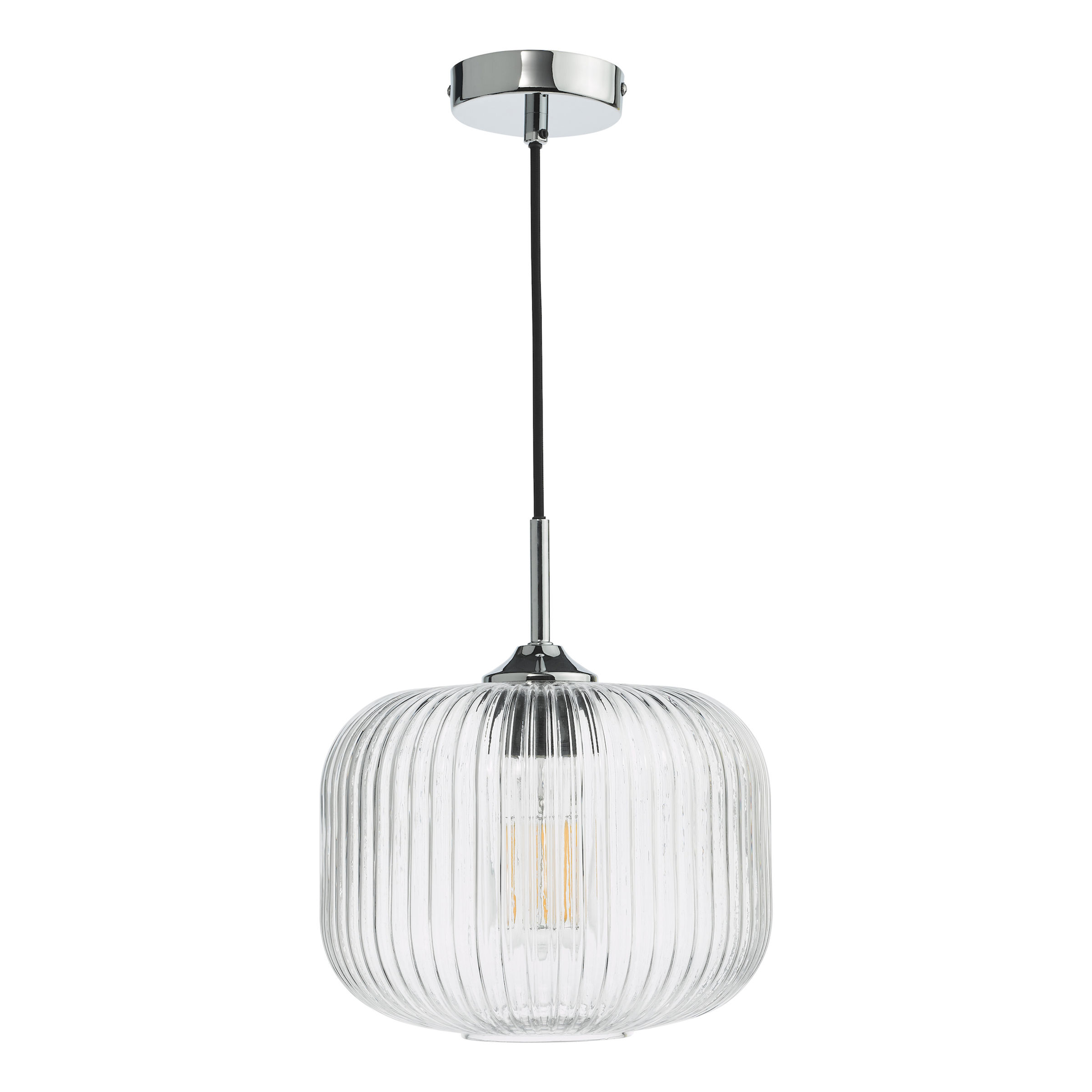 Delilah 1 Light Polished Chrome/Pumpkin Shape Single Pendant