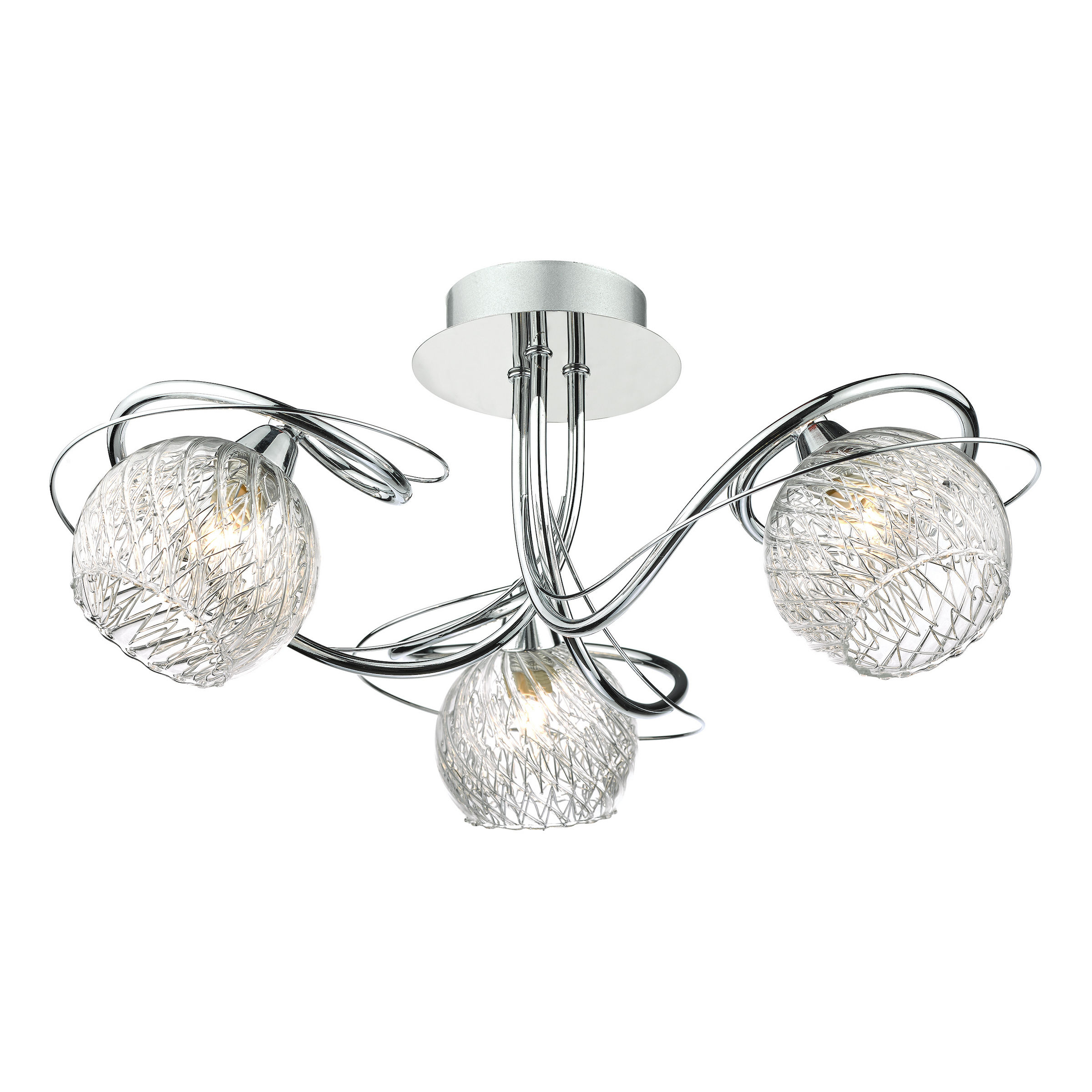 Reanne 3 Light Polished Chrome Semi-Flush Ceiling Light