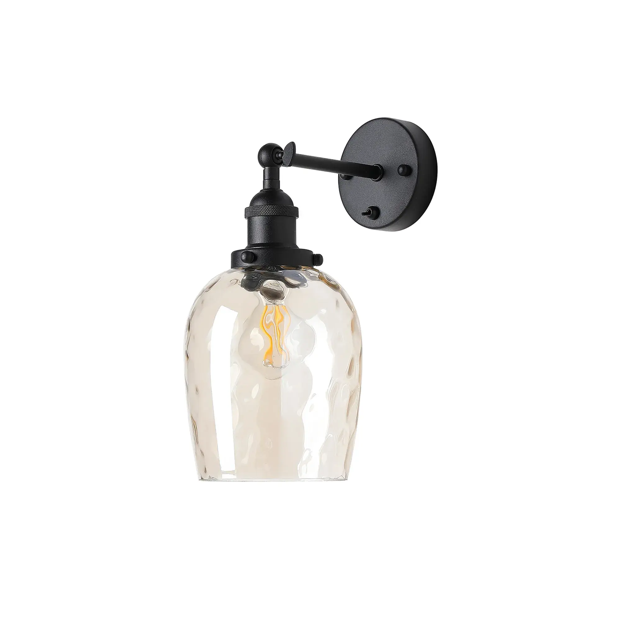 Kye 1 Light Matt Black & Champagne Glass Wall Light