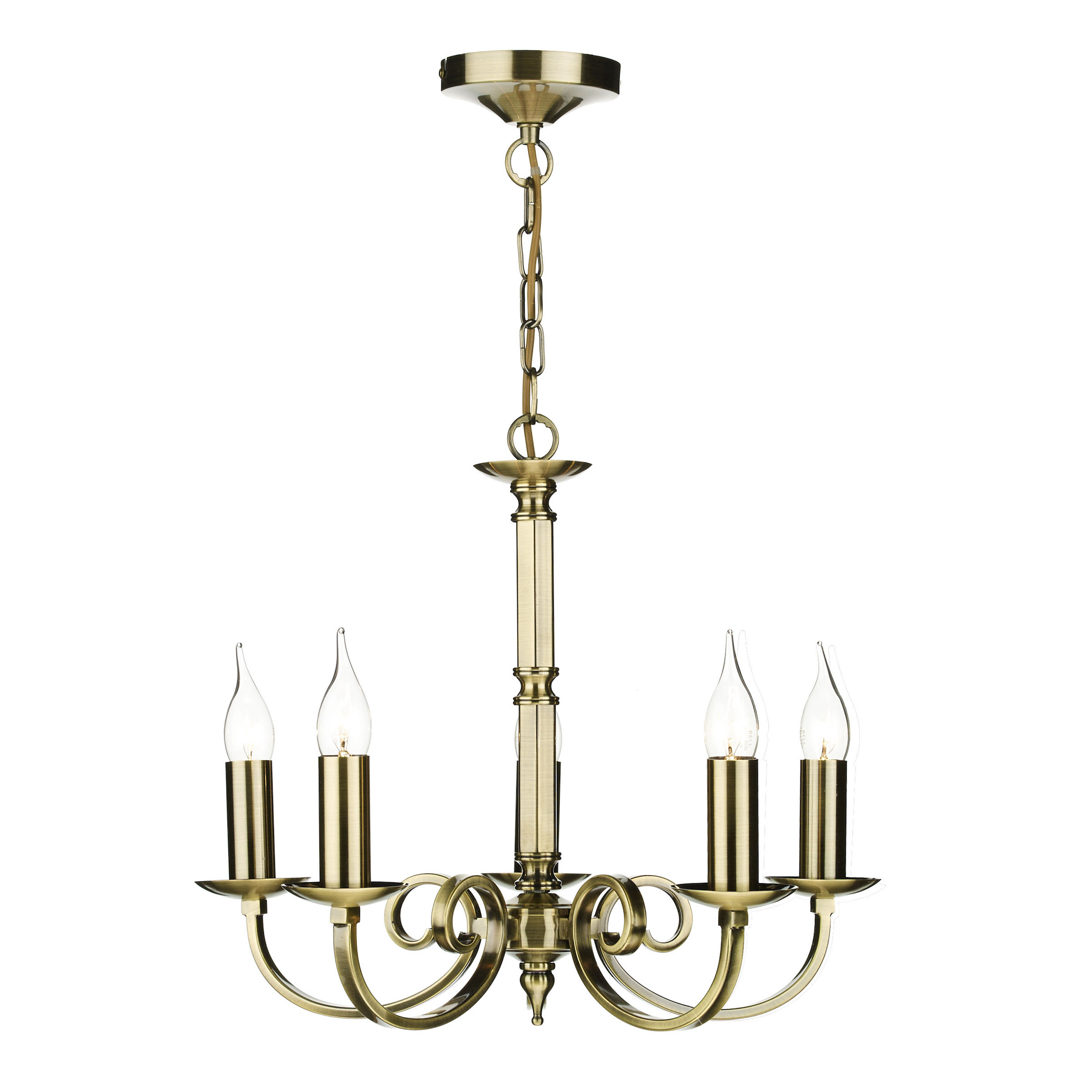 Walker 5 Light Antique Brass Multi-arm Pendant Light