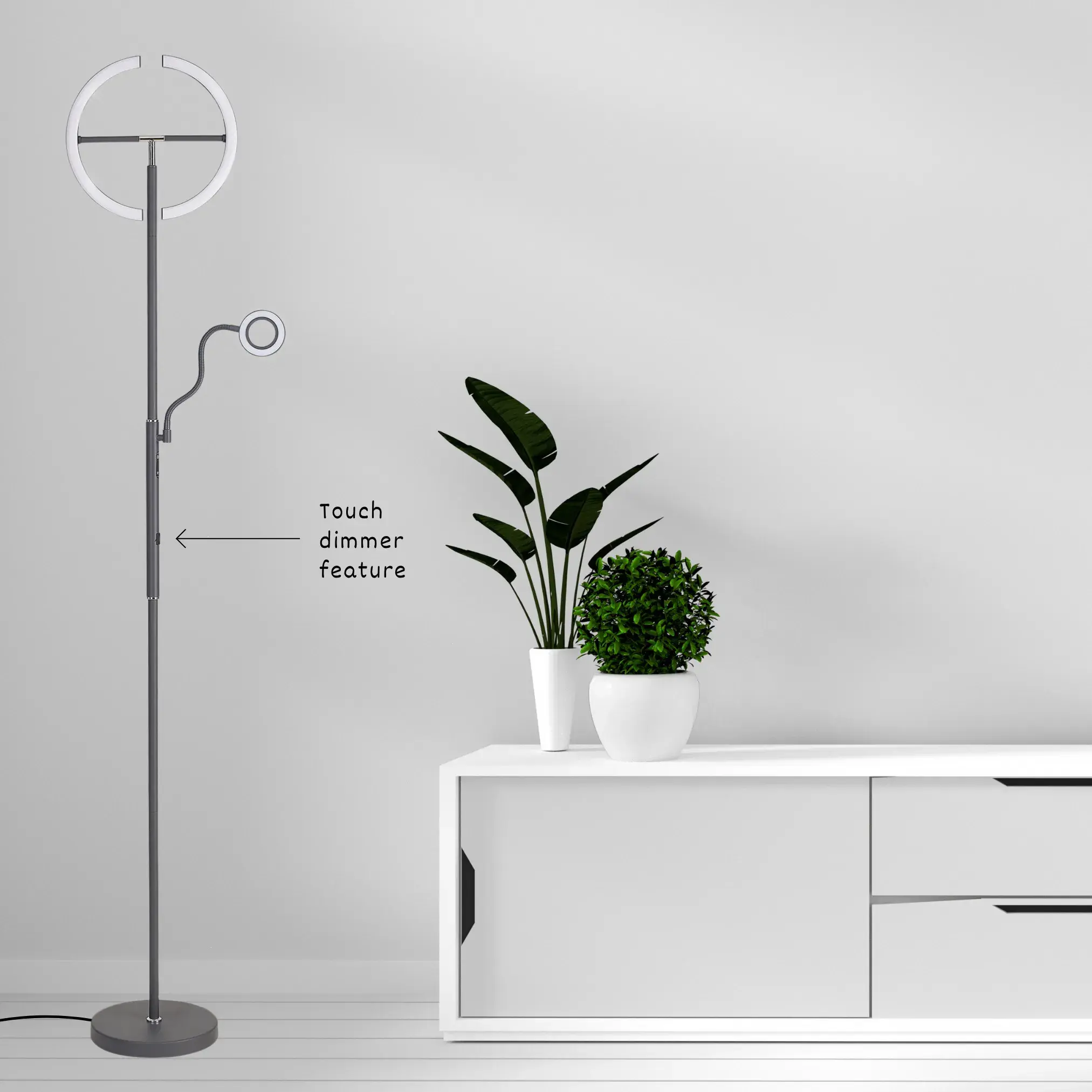 Jericho Dark Grey Integrated LED Floor Lamp