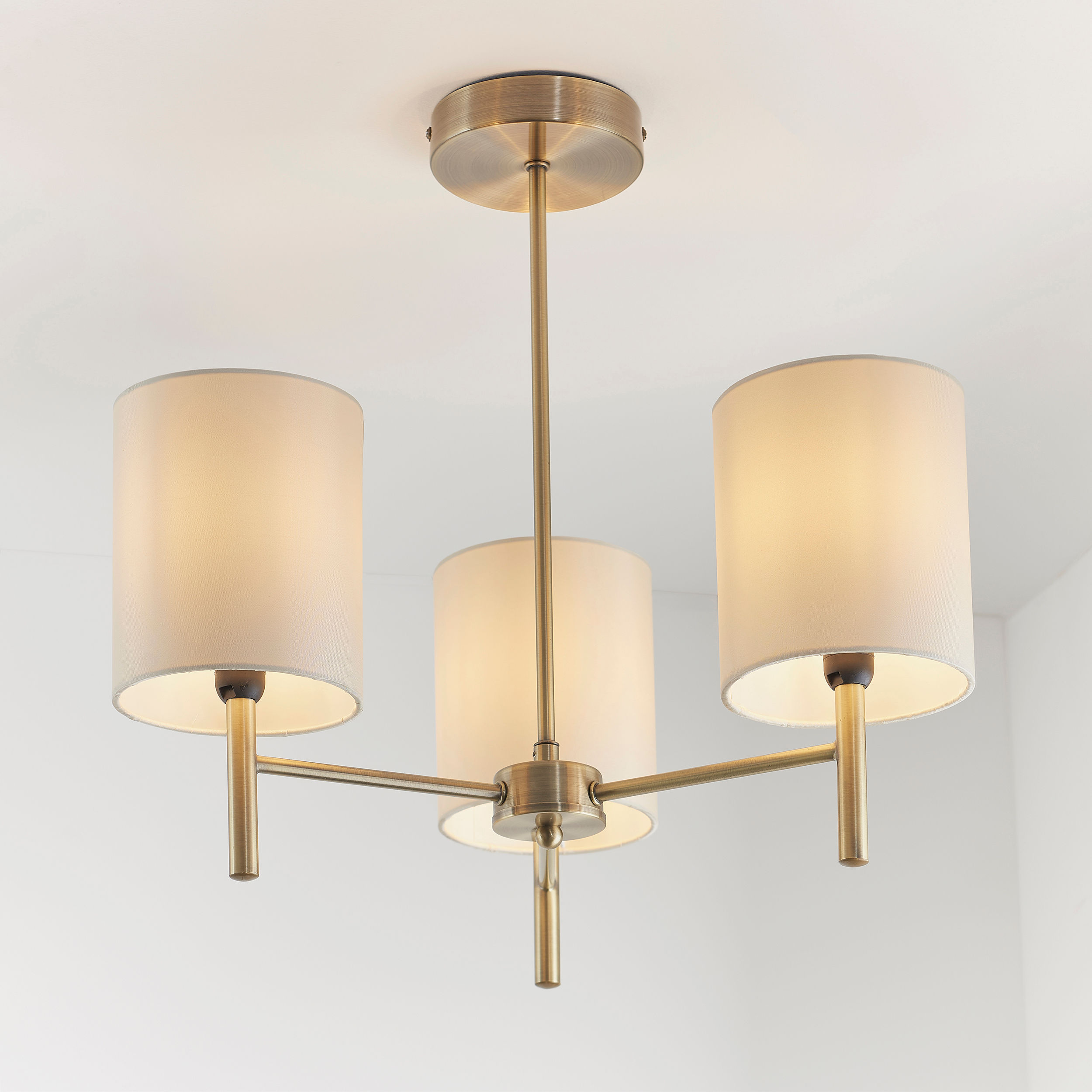 Barrow 3 Light Antique Brass Semi-Flush Ceiling Light