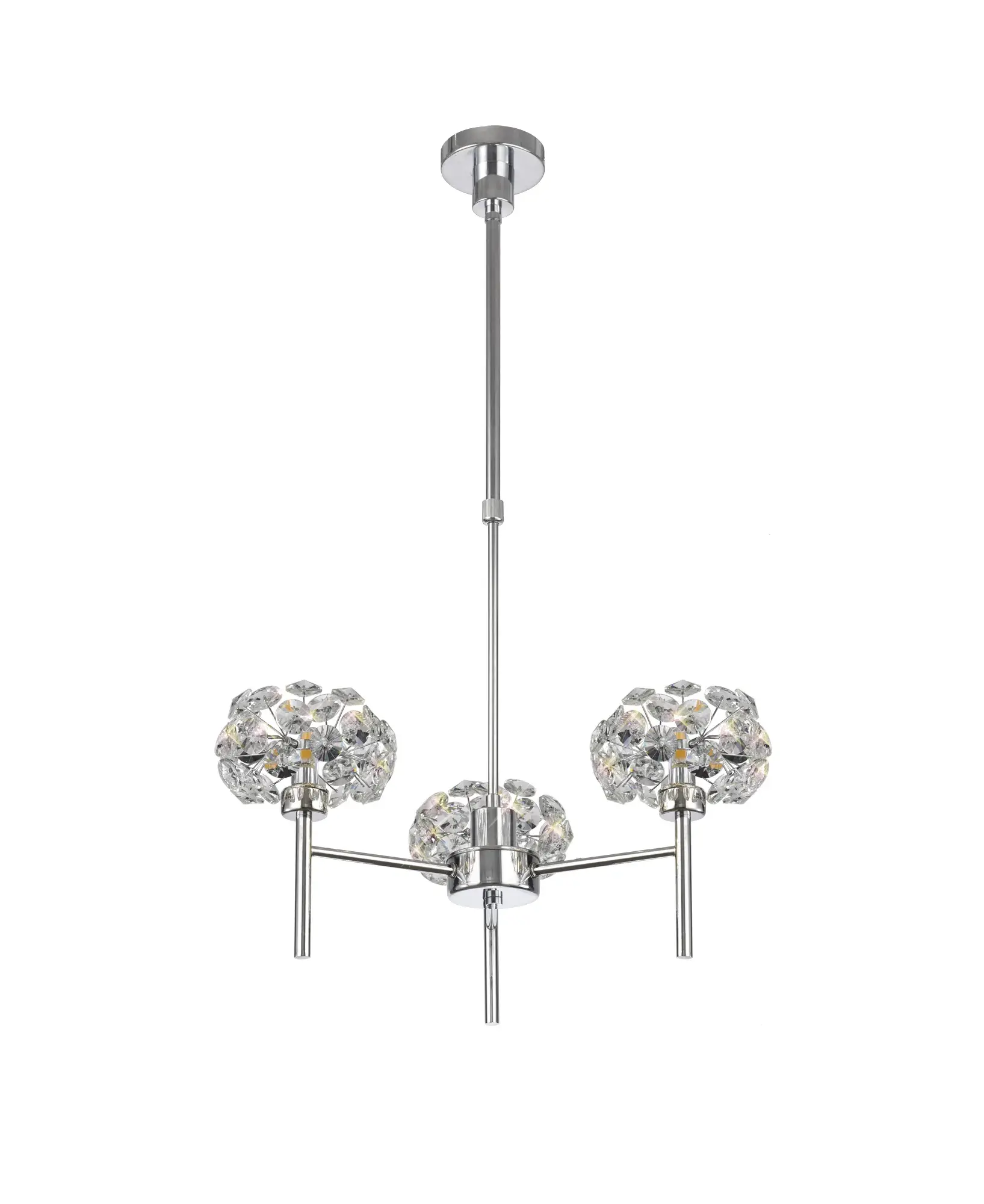Zara 3 Light Polished Chrome Pendant-Semi-Flush Ceiling Light