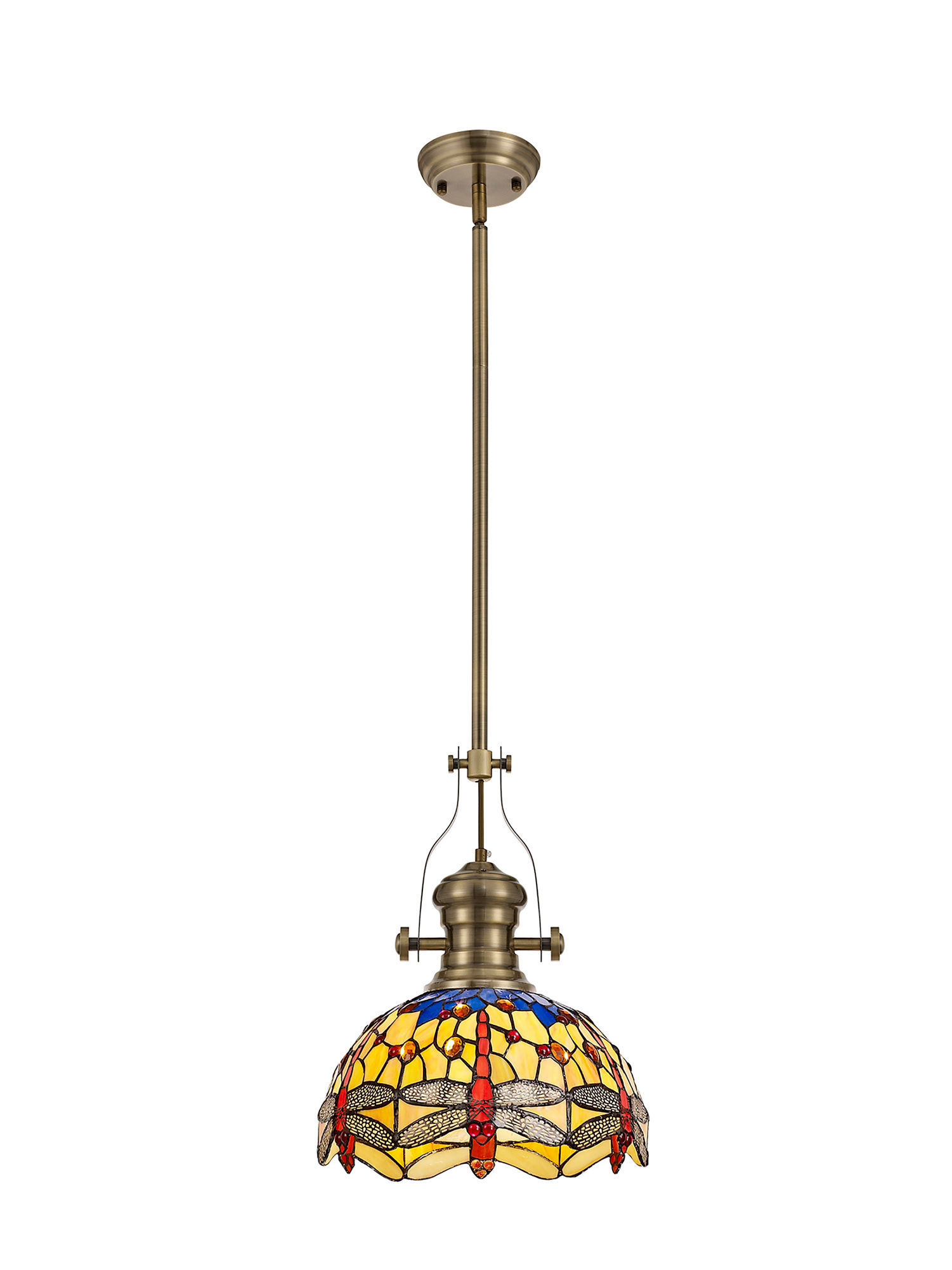 Aisha 1 Light Antique Brass Tiffany Single Pendant
