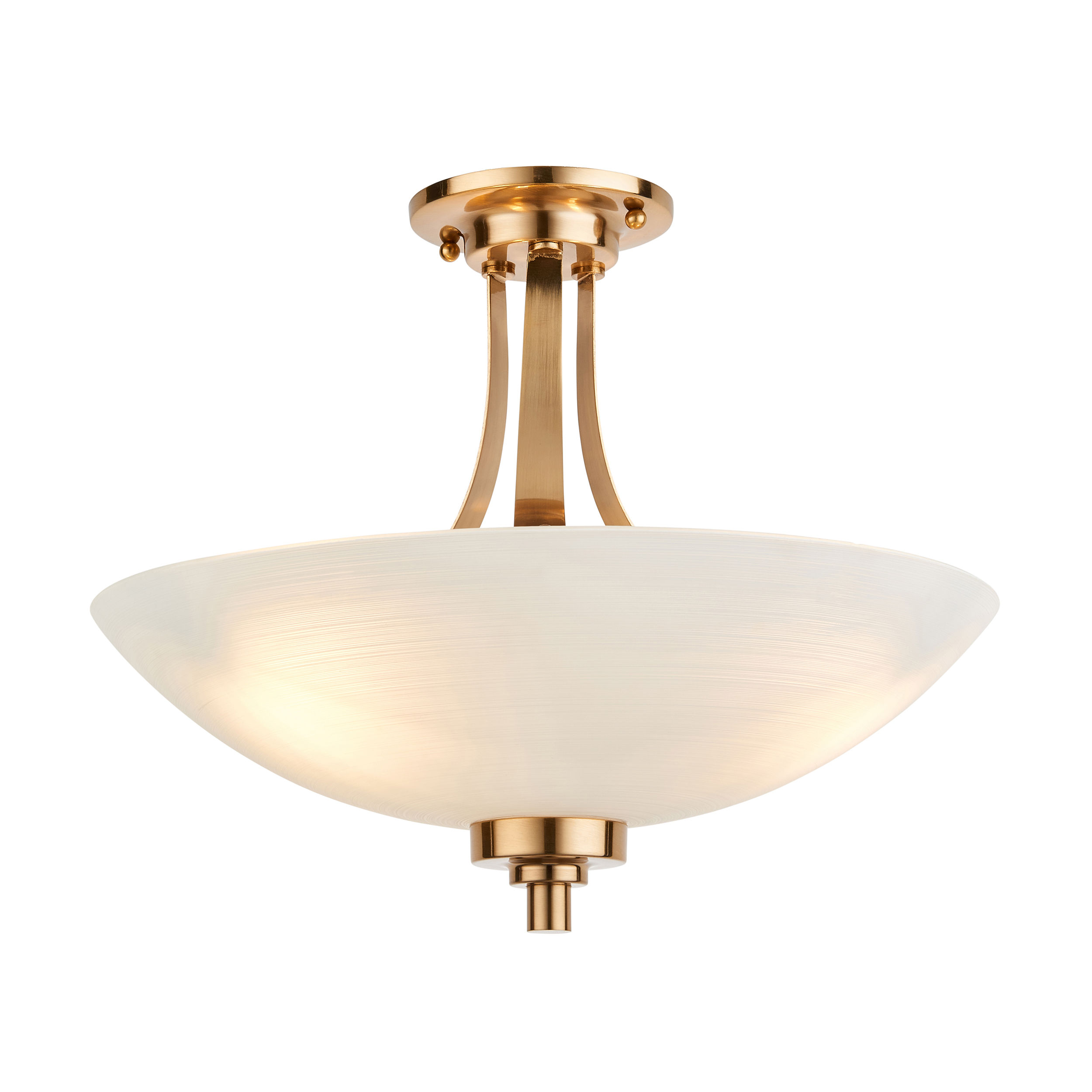 Swirl 3 Light Aged Brass Semi-Flush Ceiling Light