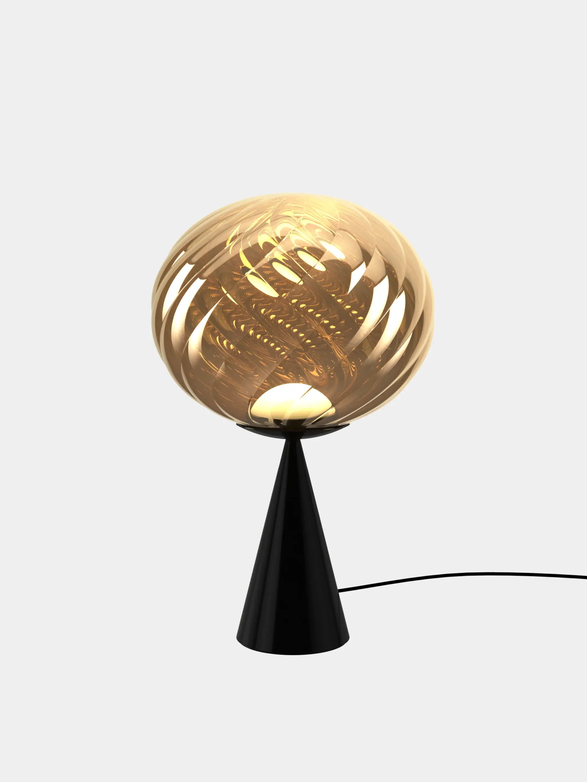 Tom Dixon 1 Light Polished Gold Whirl Fat Cone Table Light