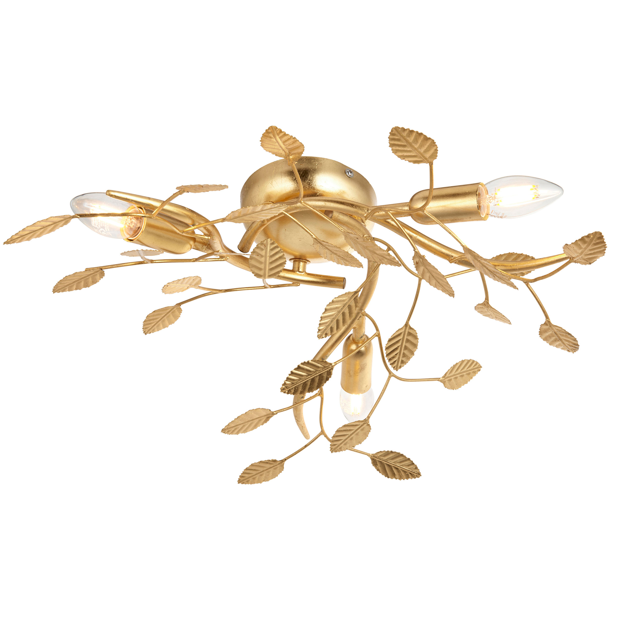 Lynn 3 Light Gold Leaf Effect Flush Ceiling Light