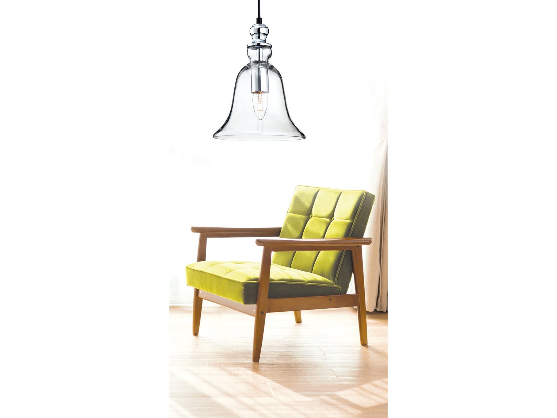 FirstLight Omar 1 Light Poilshed Chrome & Clear Bell Shape Single Pendant Light