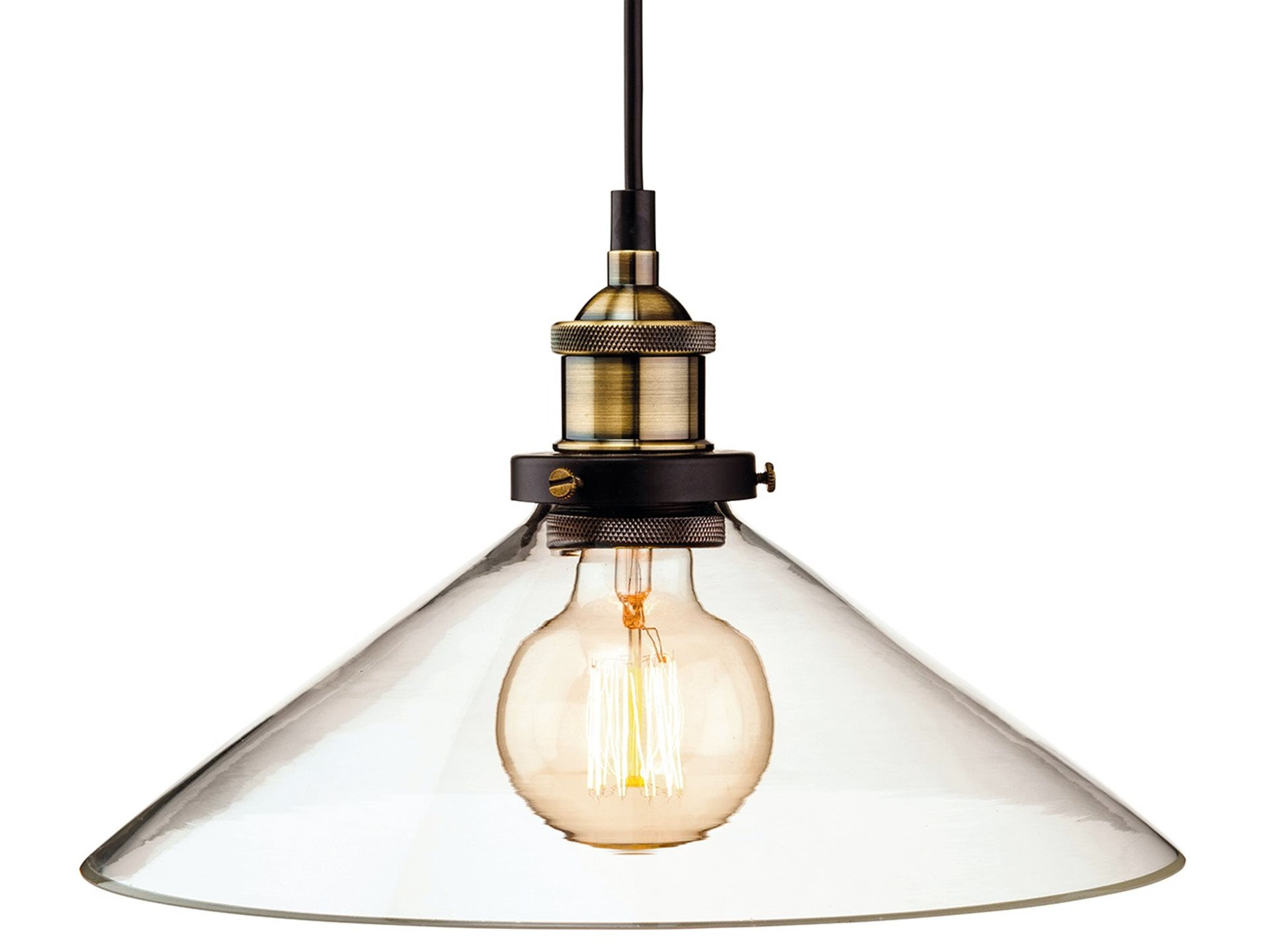 FirstLight Empire 1 Light Antique Brass & Clear Glass Single Pendant Light