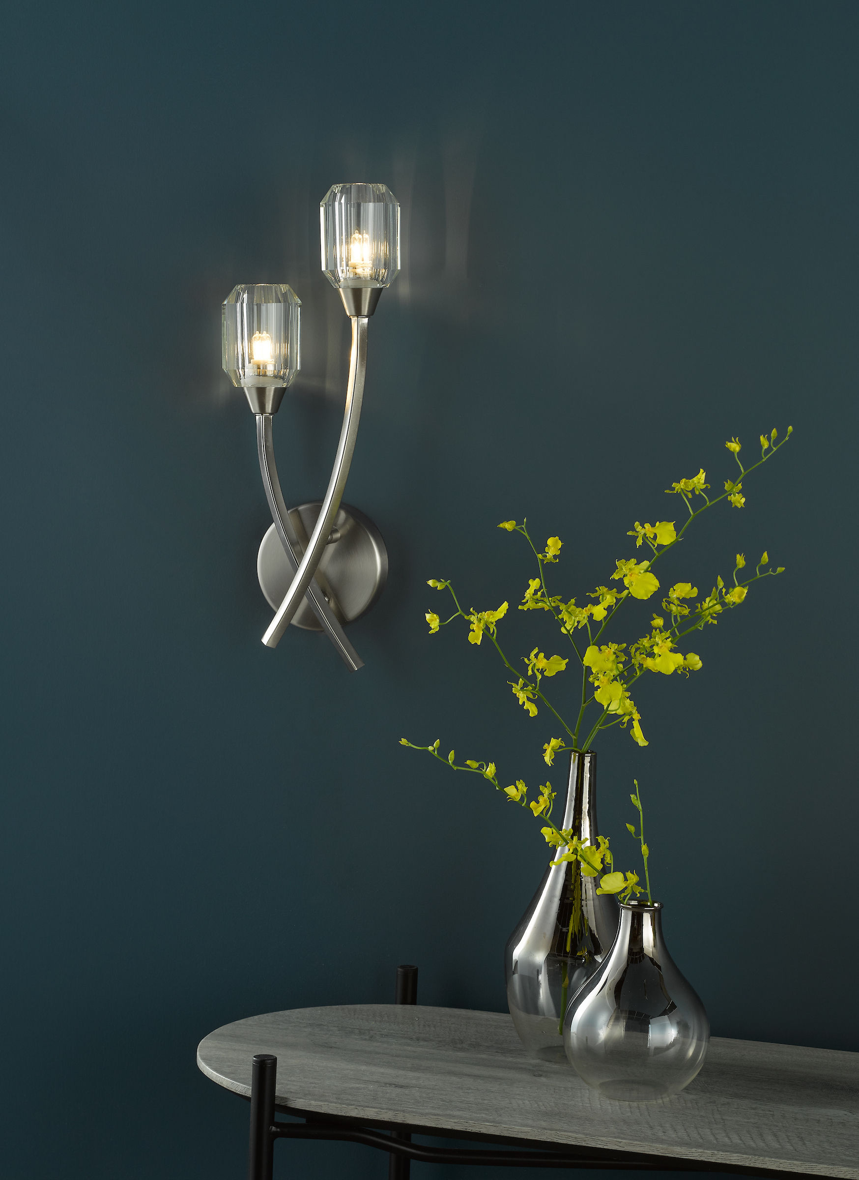 Ronda 2 Light Satin Nickel Wall Light