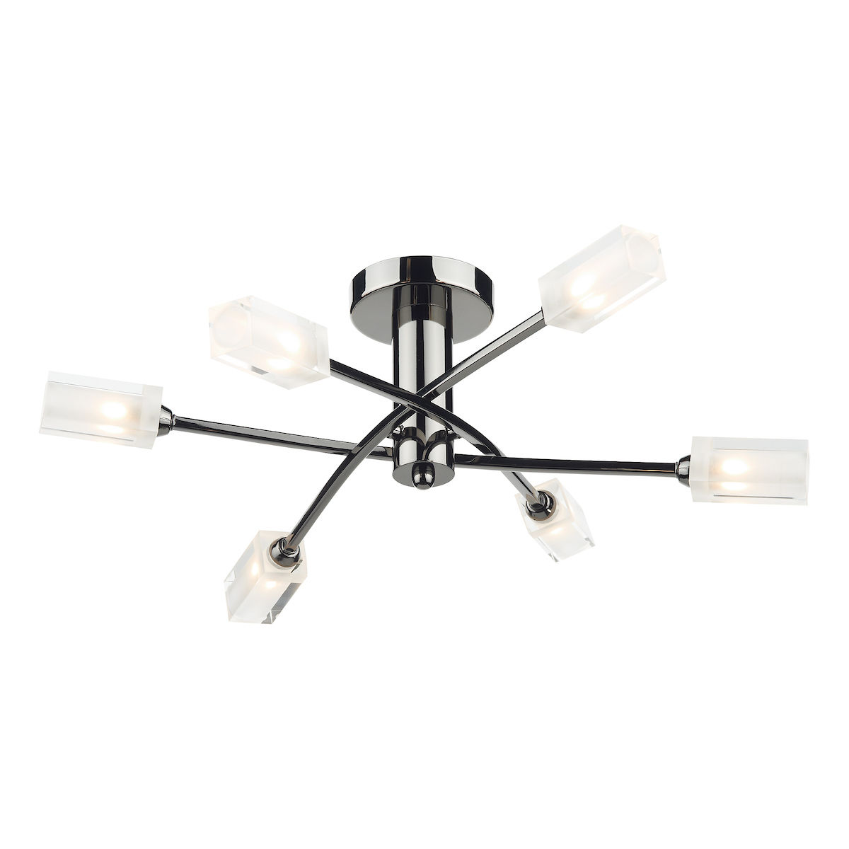 Roman 6 Light Black Chrome Semi-Flush Ceiling Light