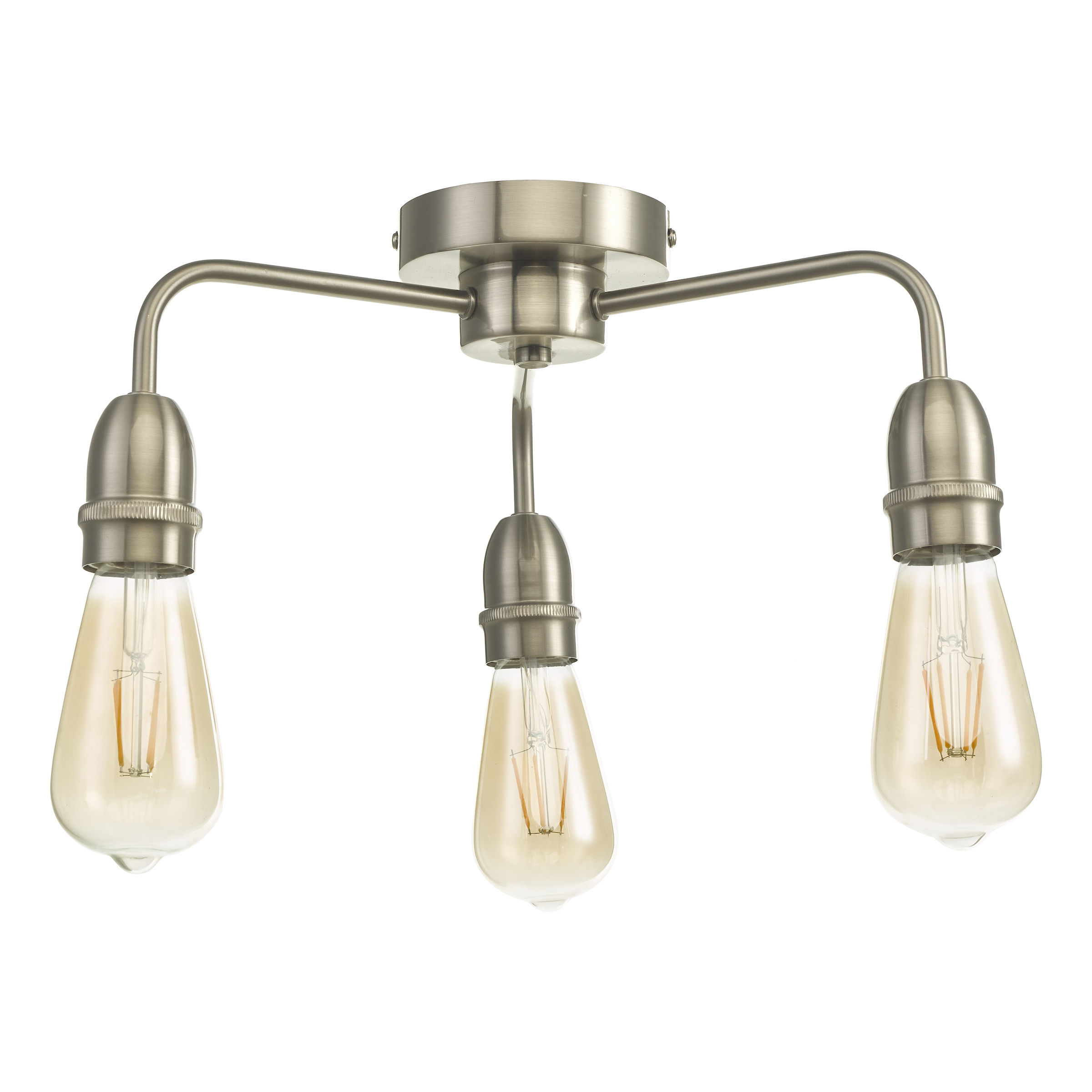 Kayla 3 Light Satin Chrome Flush Ceiling Light