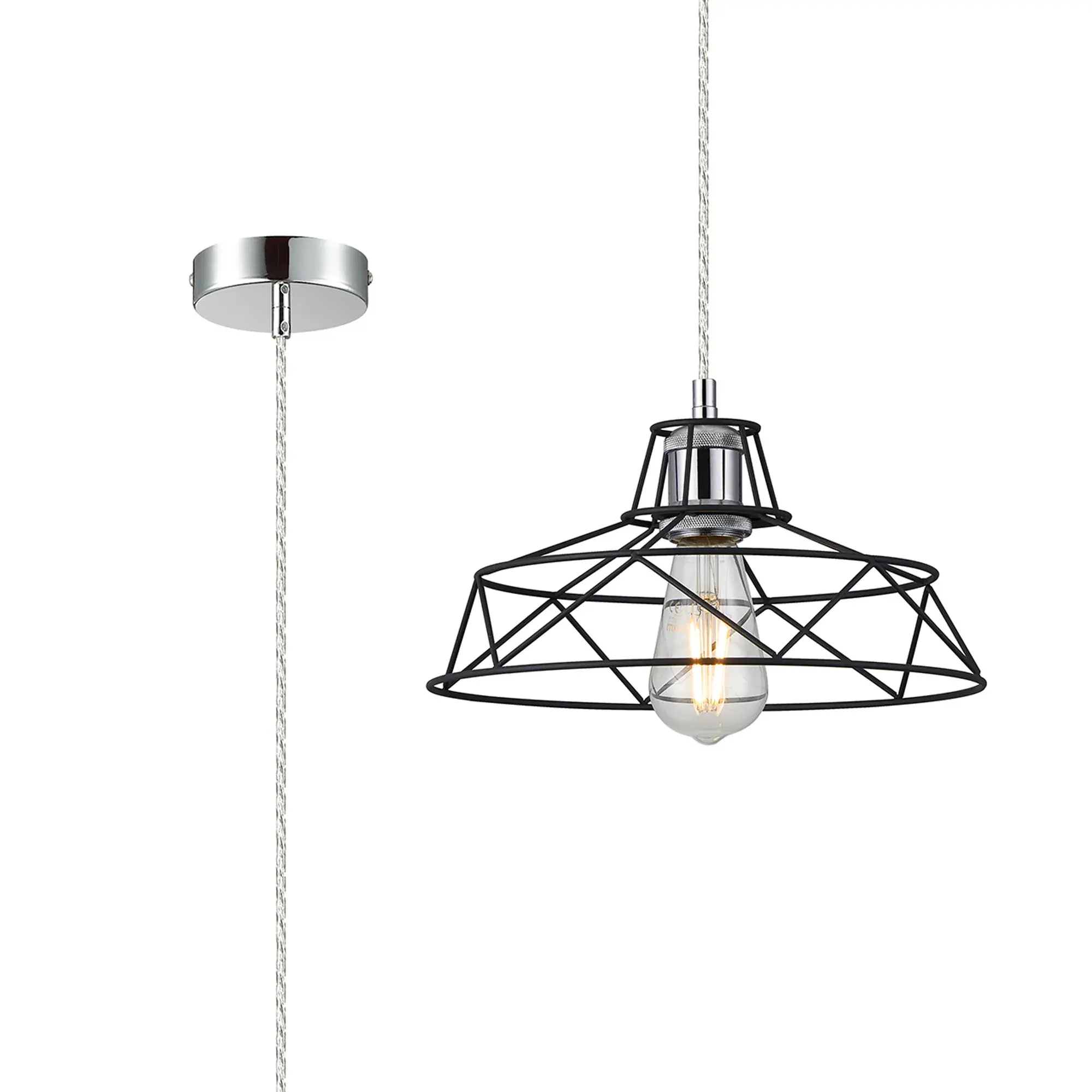 Manya 1 Light Polished Chrome Rounded Angled Pendant Light