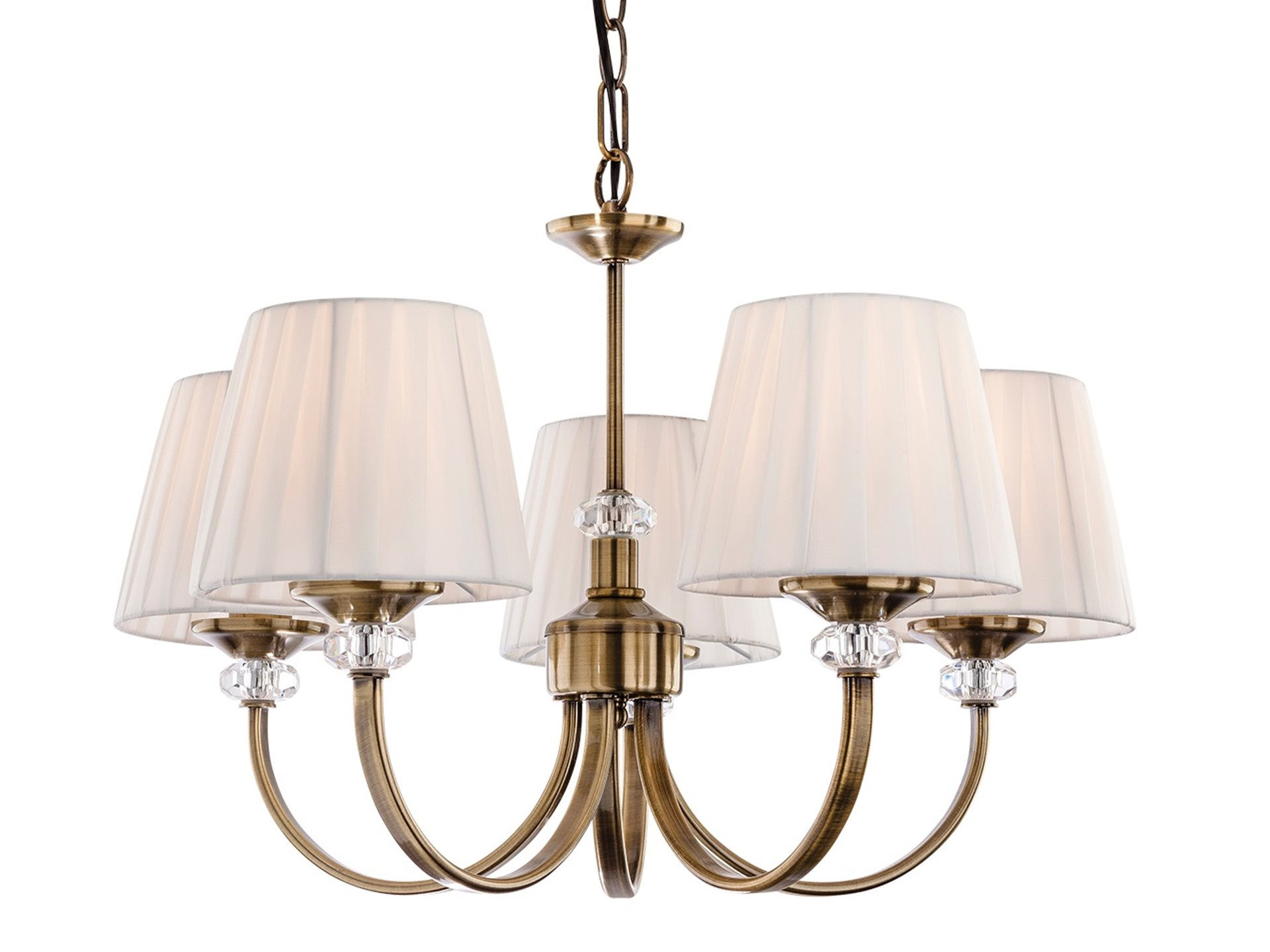 FirstLight Langham 5 Light Antique Brass Multi-Arm Pendant Light C/W Cream Shade
