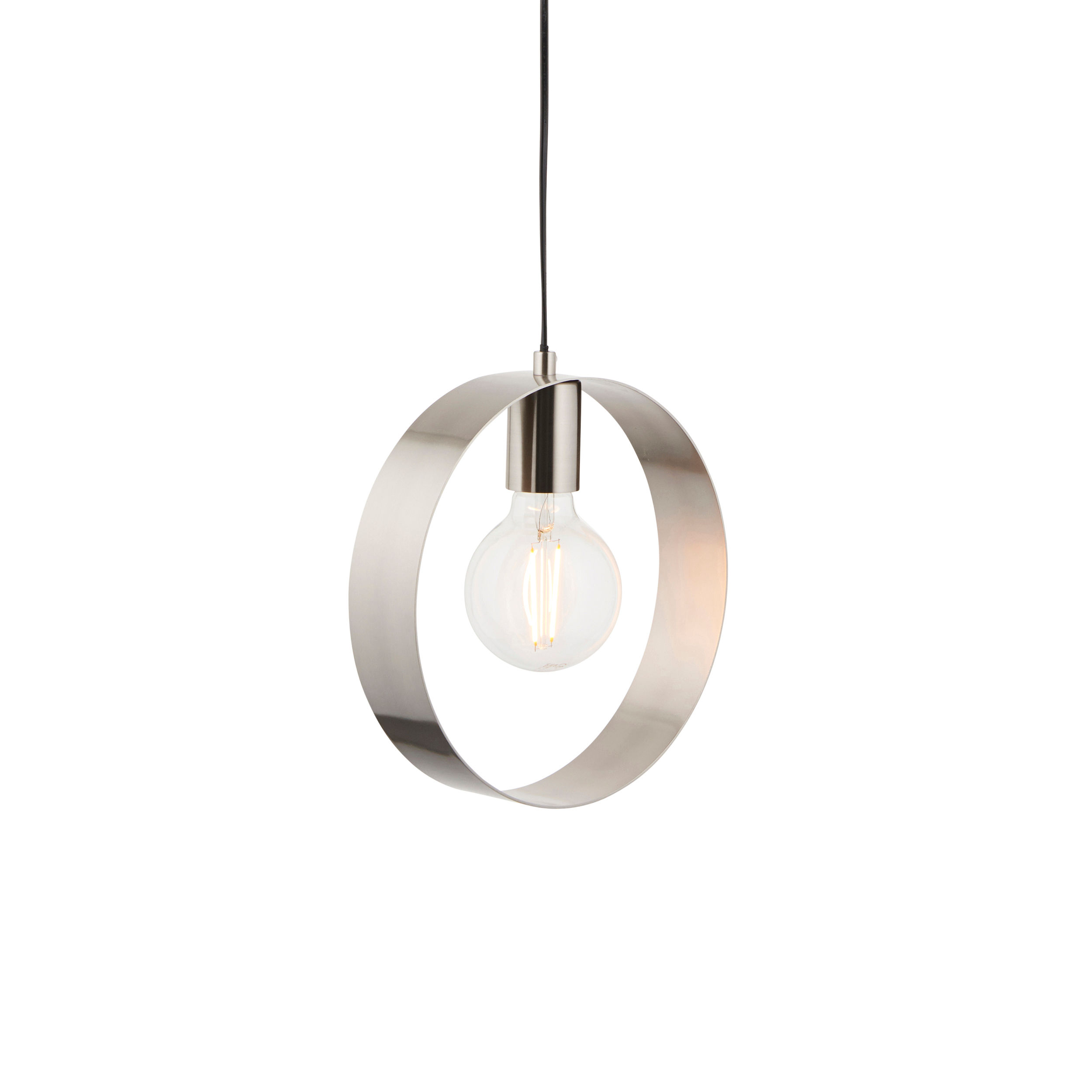 Hop 1 Light Brushed Nickel Round Single Pendant