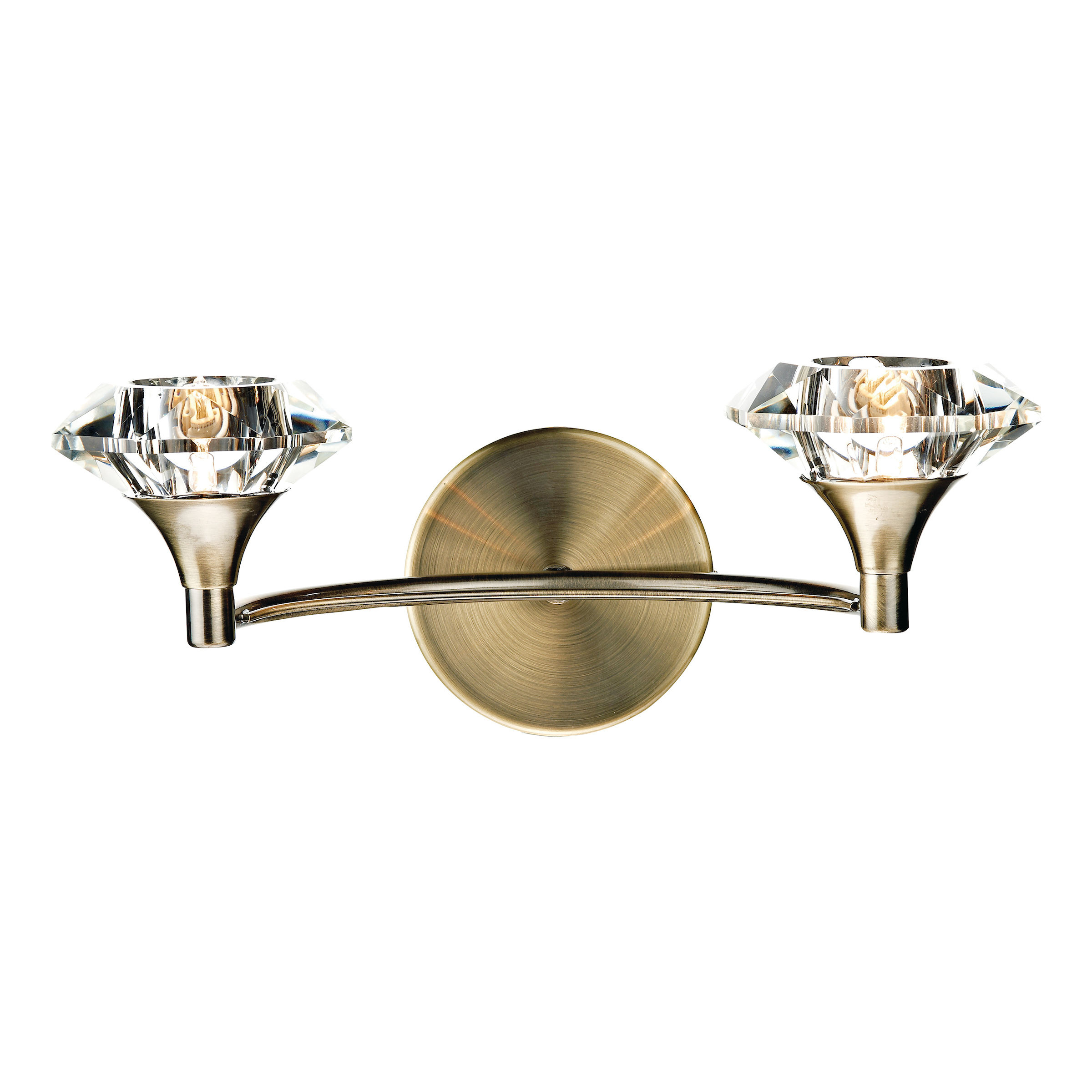 King 2 Light Antique Brass Effect Wall Light
