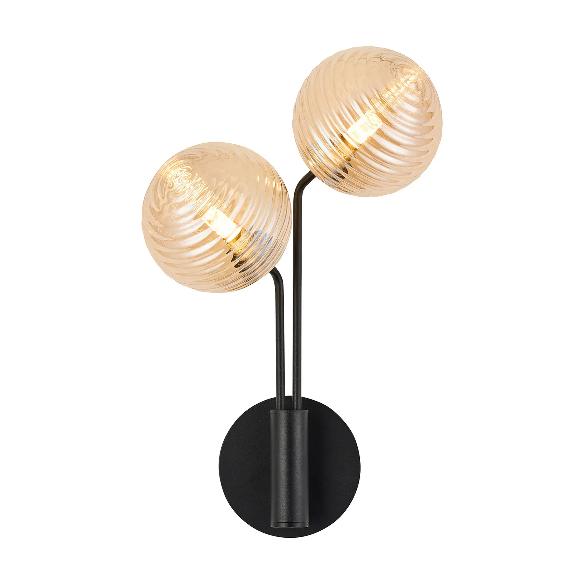 John 2 Light Satin Black Wall Light