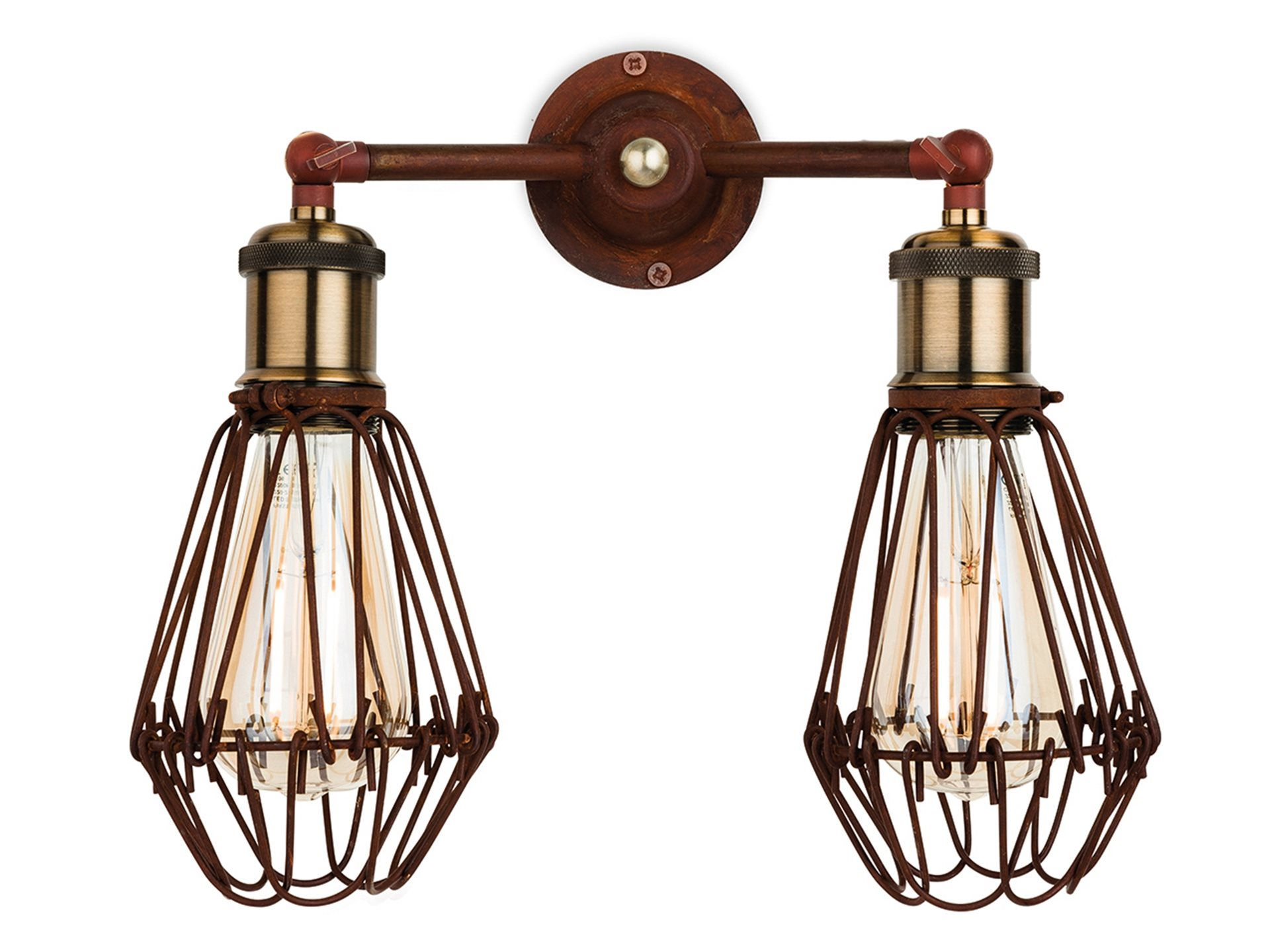 Arcade 2 Light Rustic Brown Double Wall Light