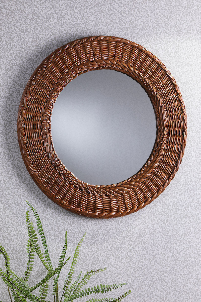 Laura Ashley Cait Dark Wicker Round Mirror