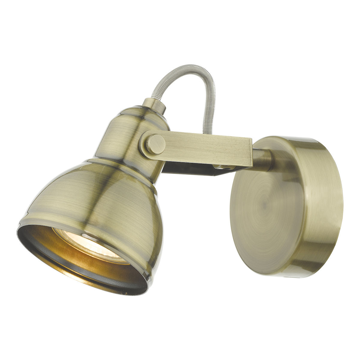 Cleo 1 Light Antique Brass Spot Wall Light