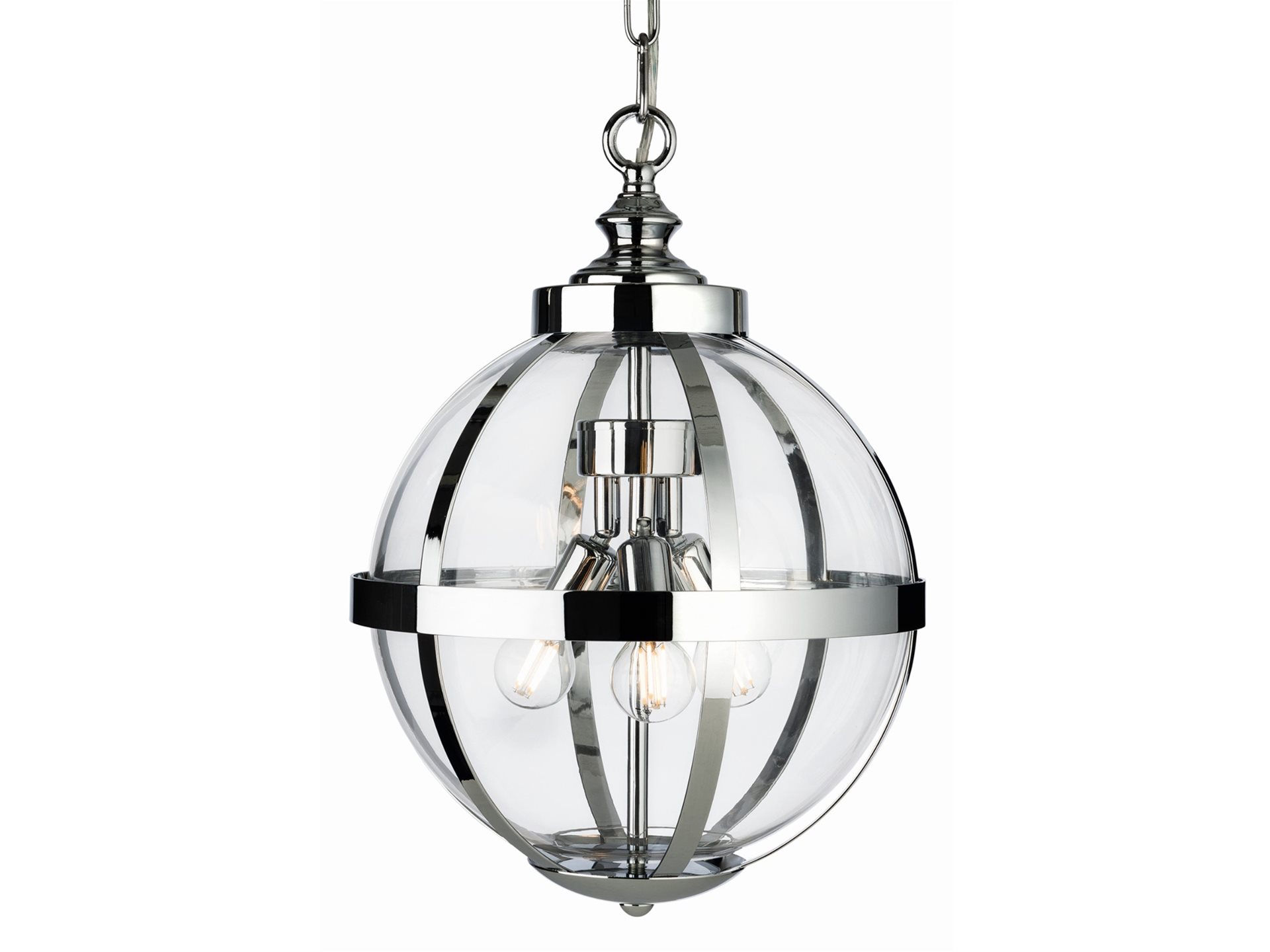 FirstLight Monroe 3 Light Polished Chrome Round Lantern Pendant Light