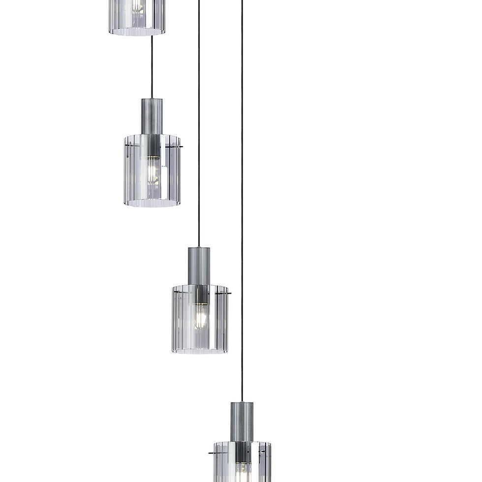 Thumbnail: Bradley 9 Light Dark Grey Spiral Pendant Light