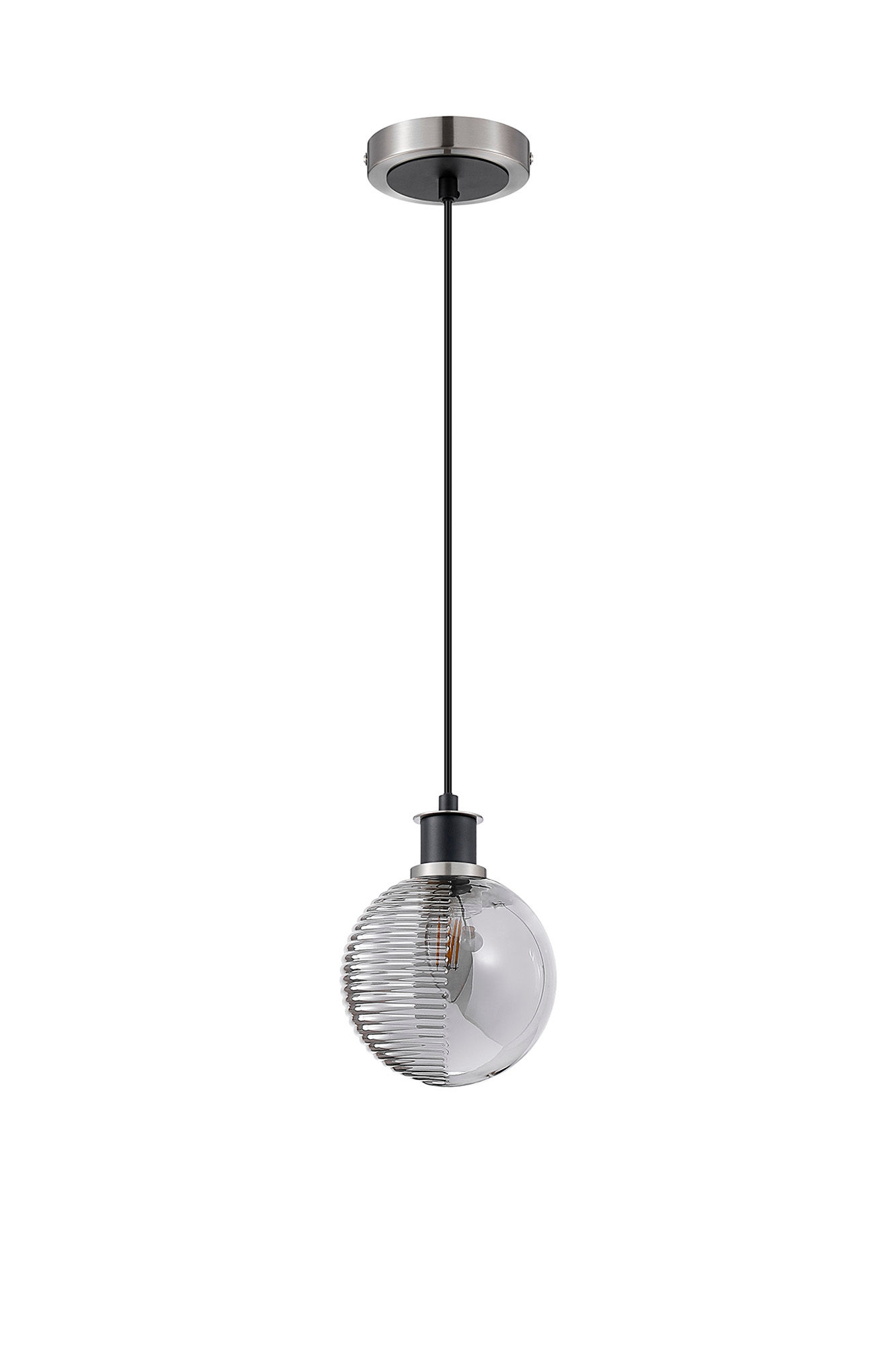 Cairo 1 Light Satin Nickel / Black Single Pendant
