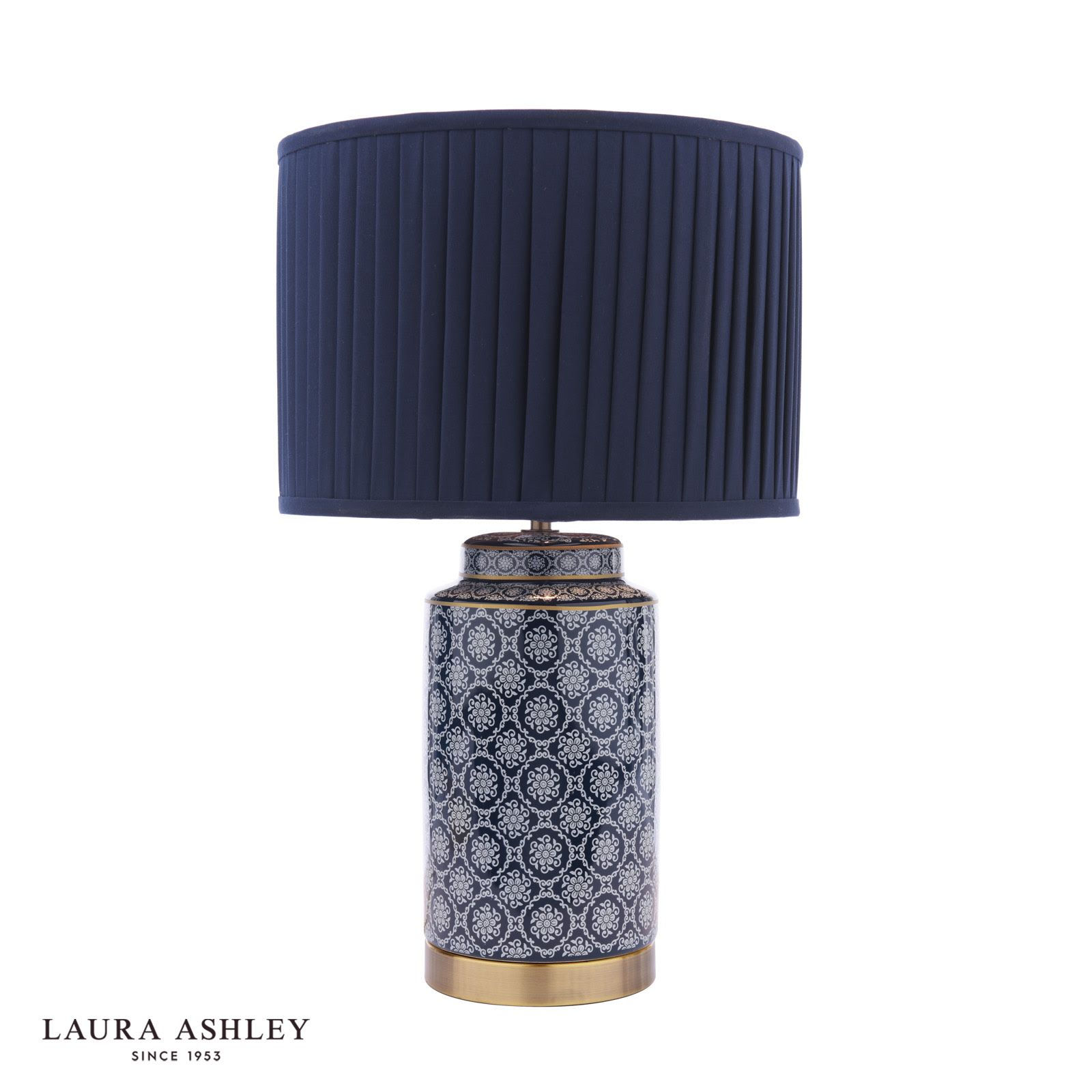 Laura Ashley Knipton Blue Ceramic Table Lamp With Navy Blue Shade