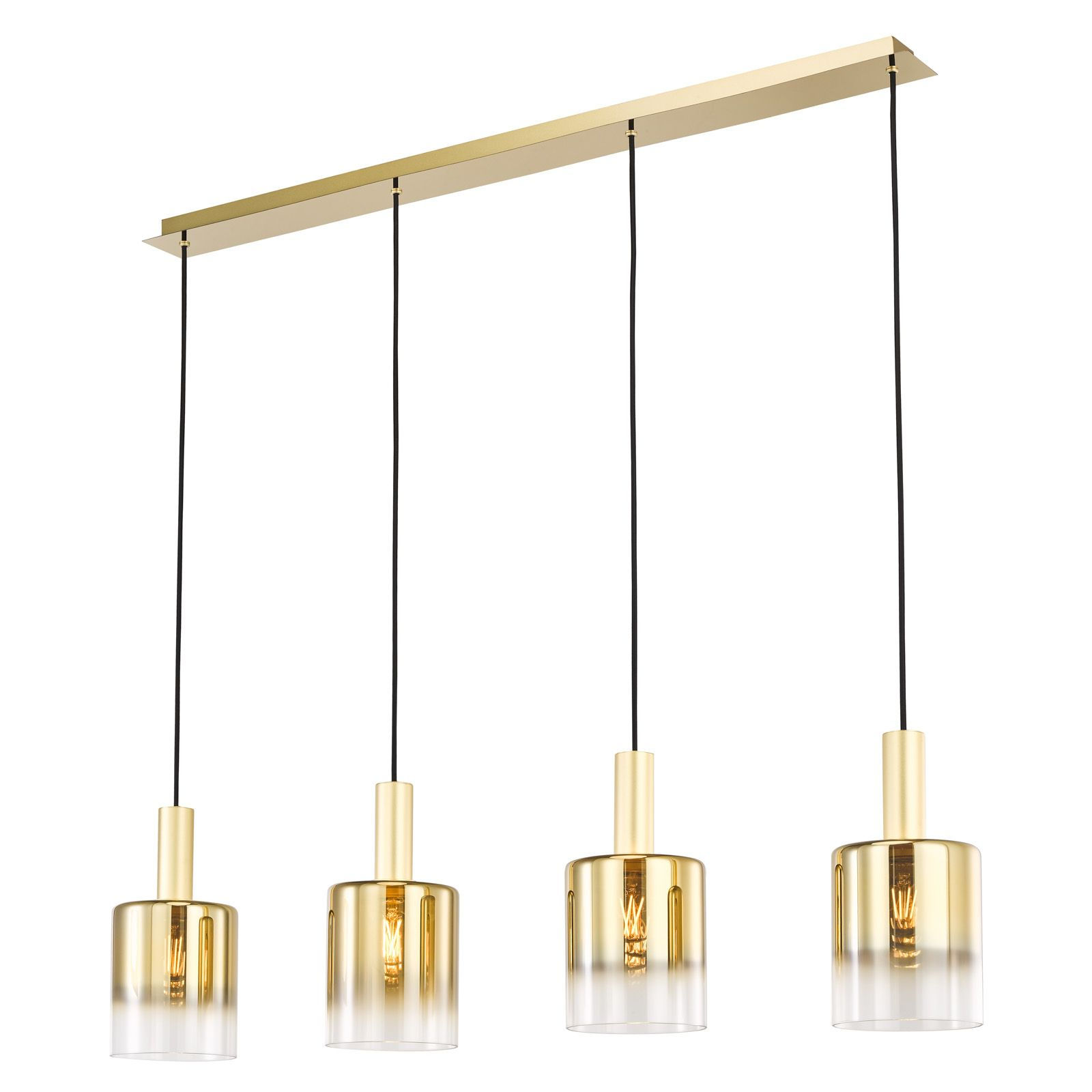 Hannava 4 Light Matt Gold Effect Linear Bar Pendant Light