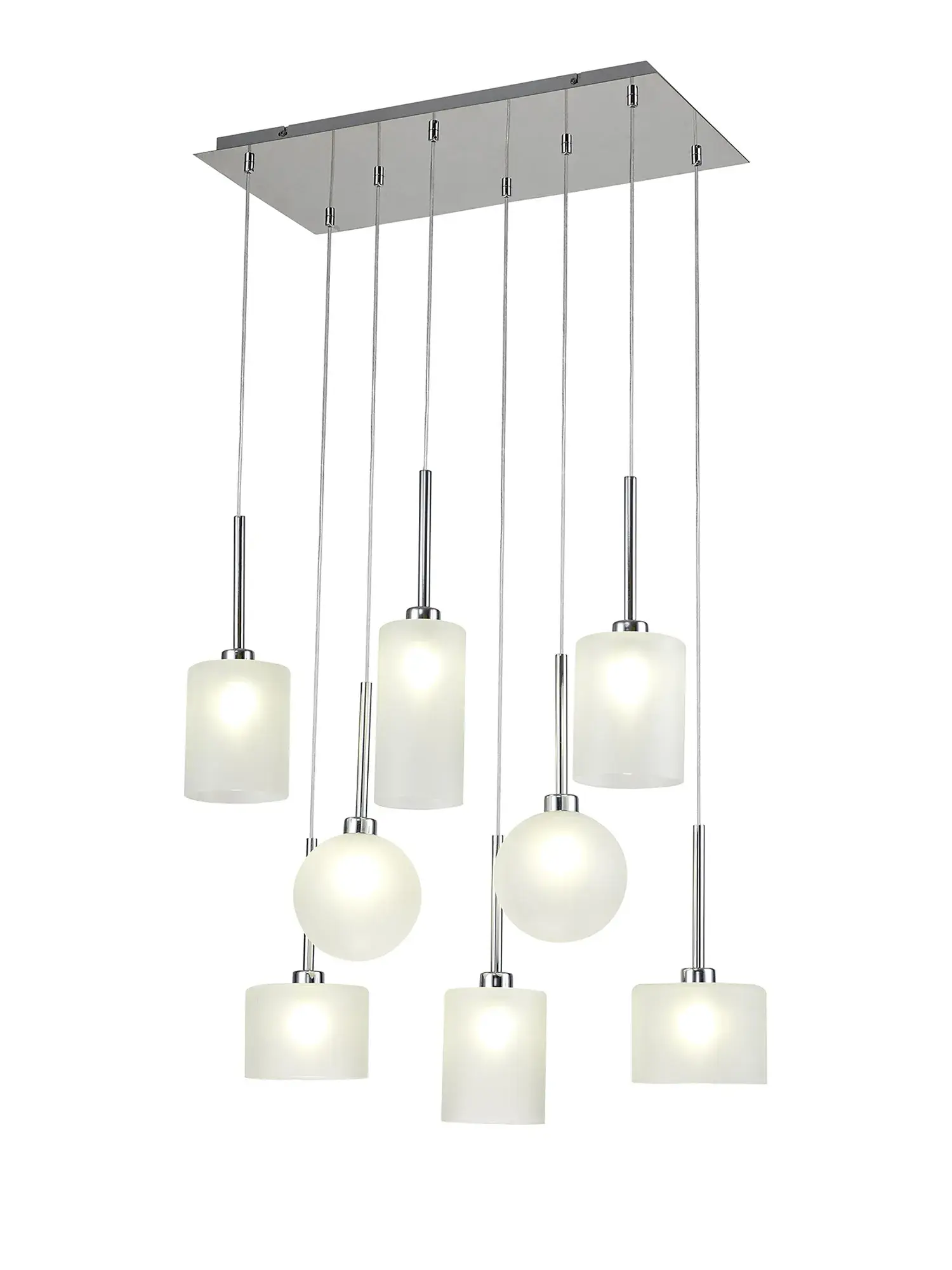 Eliana 9 Light Polished Chrome Rectangle Cluster Pendant