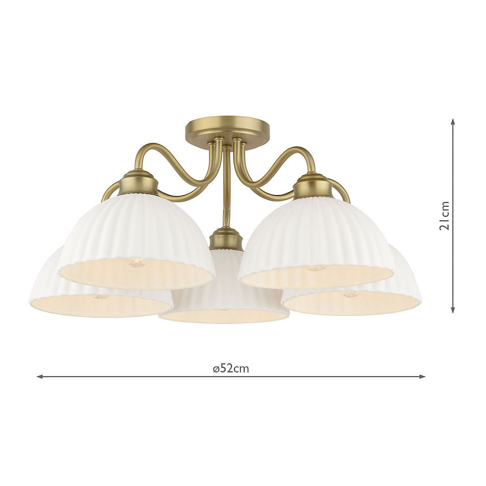 Thumbnail: Laura Ashley Durford 5 Light Matt Antique Brass Semi-Flush Ceiling Light