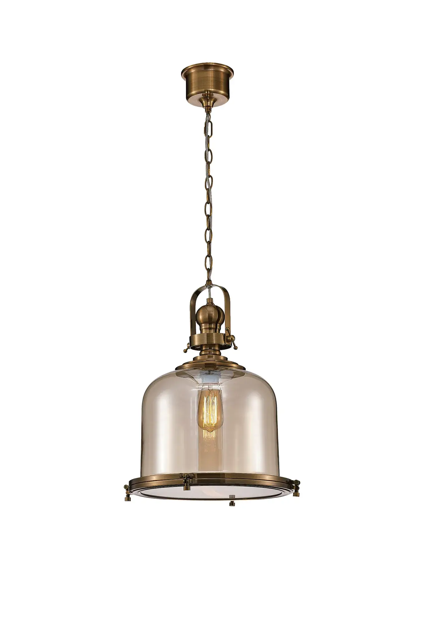 Retro 1 Light Antique Brass EX Large Single Pendant